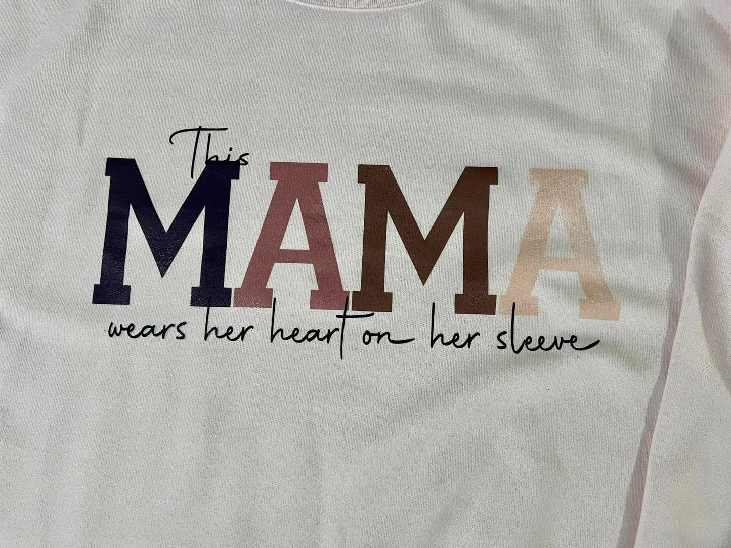 This Mama wears her heart on her sleeve crewneck sweatshirt *CUSTOMIZABLE*