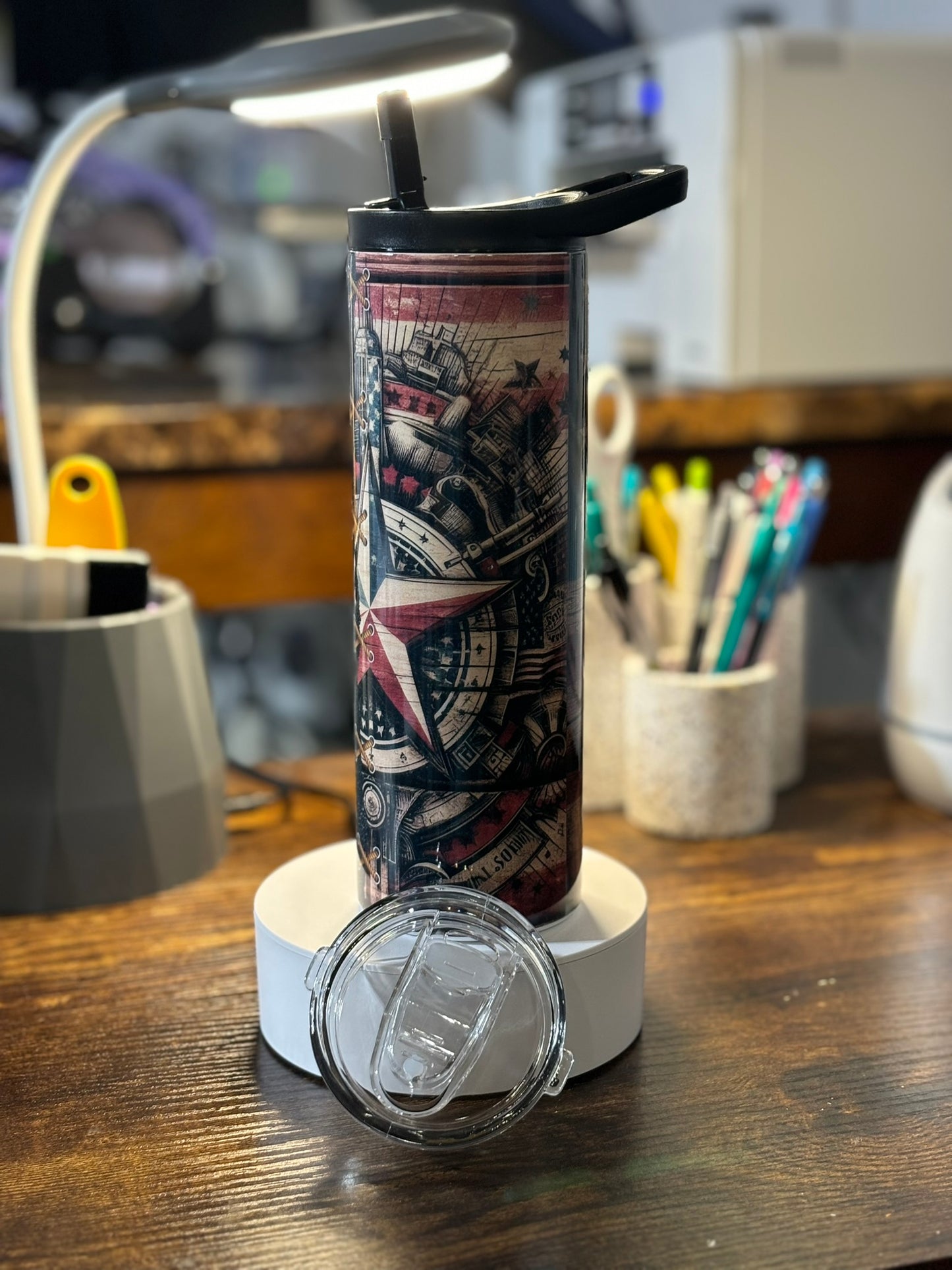 Vintage Dad American Flag 20oz Duo Lid Tumbler