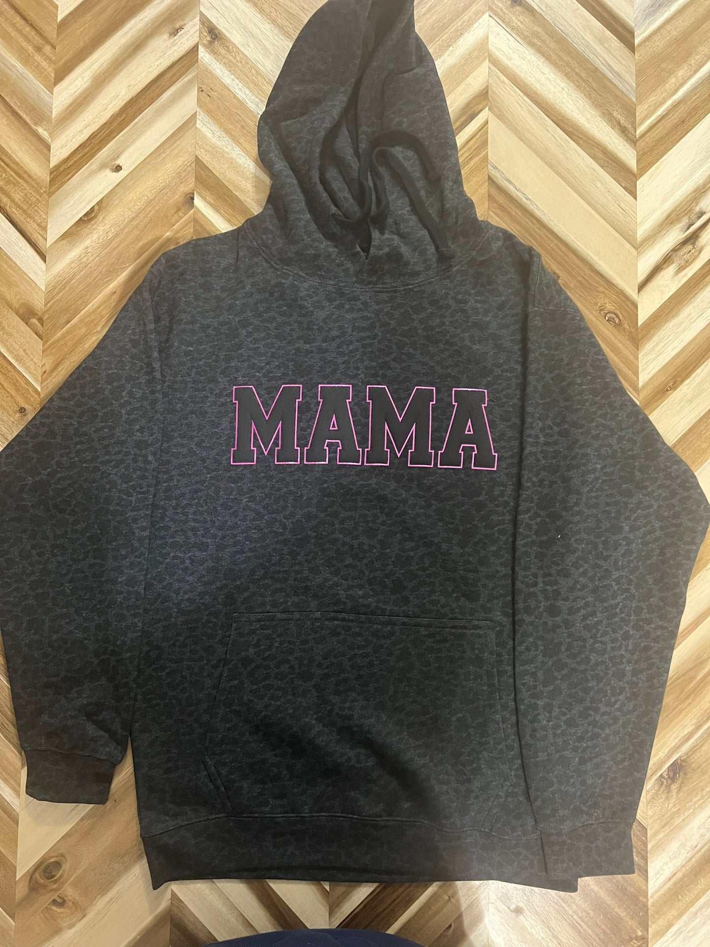 Black leopard print MAMA hoodie