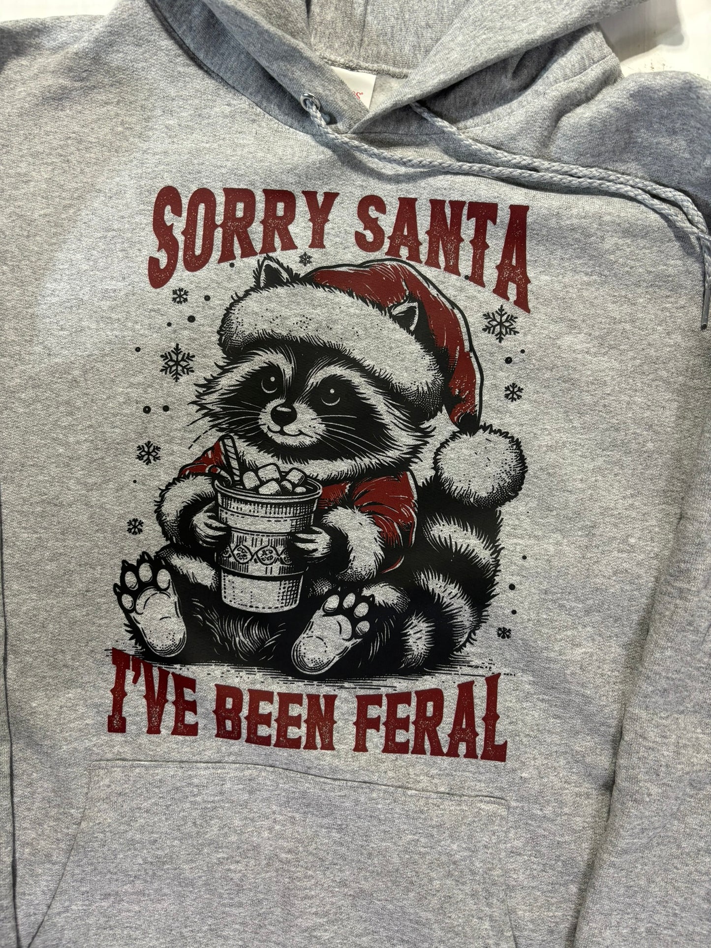 Sorry Santa I've Been Feral Raccoon Hoodie