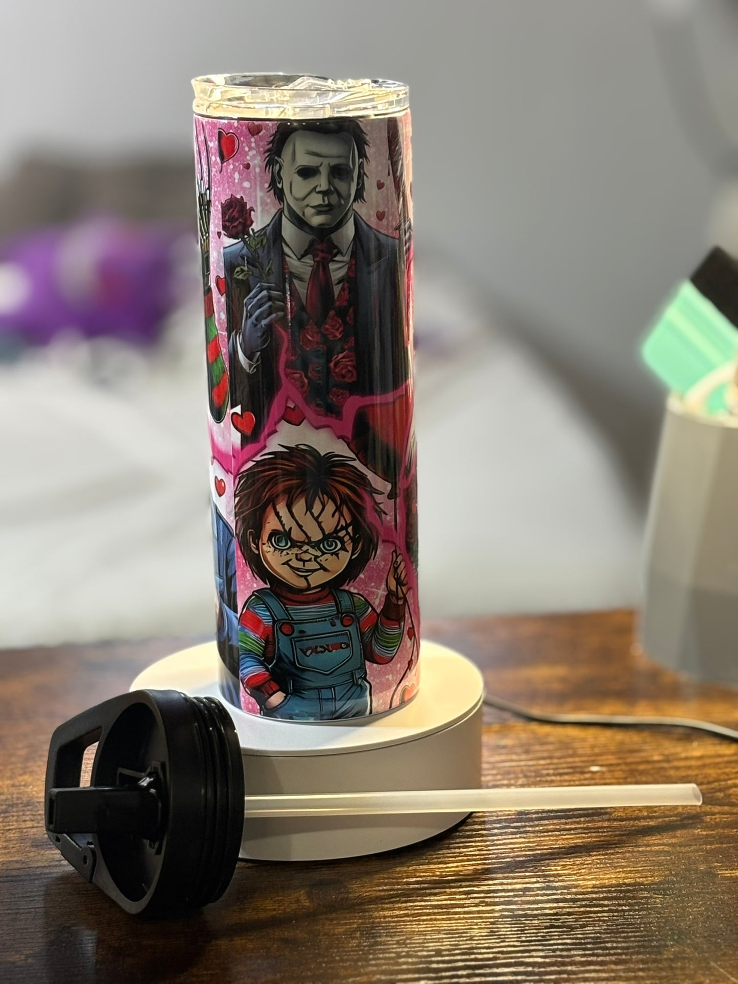 Valentines Horror Movie Characters 20 oz Duo Lid Tumbler