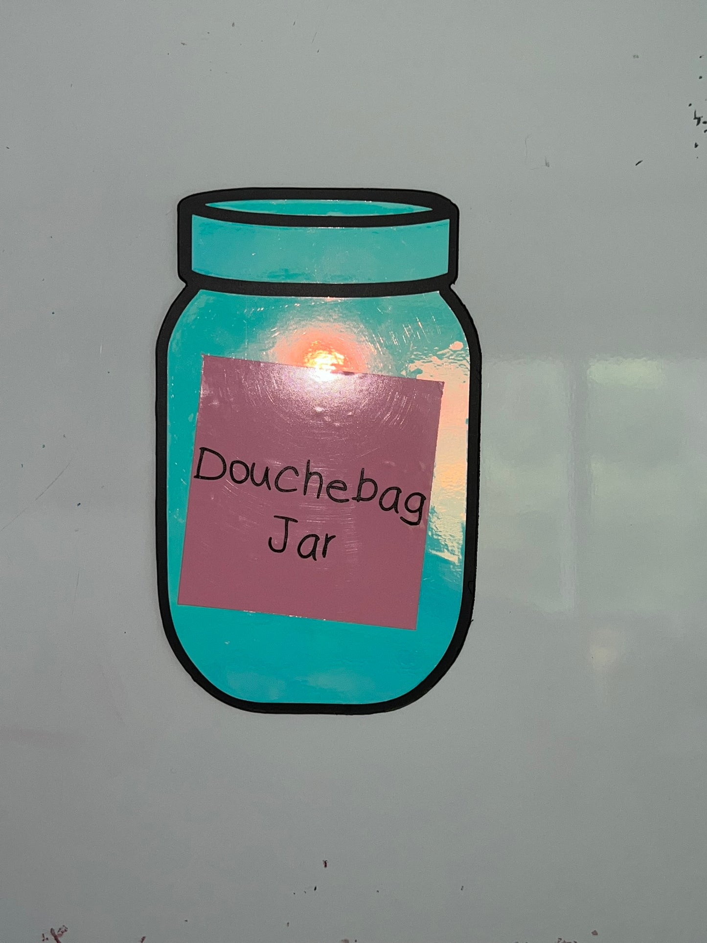 Holographic douchebag jar magnet