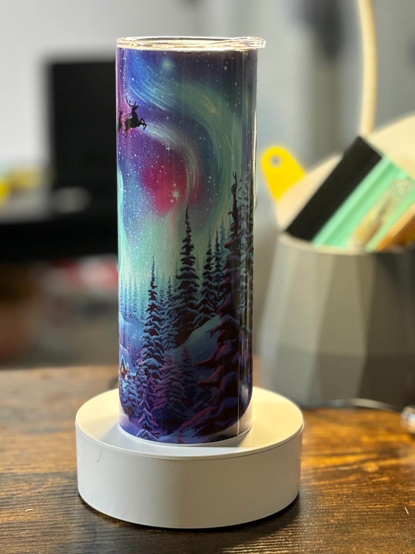 Christmas Night Lights 20 oz holographic tumbler