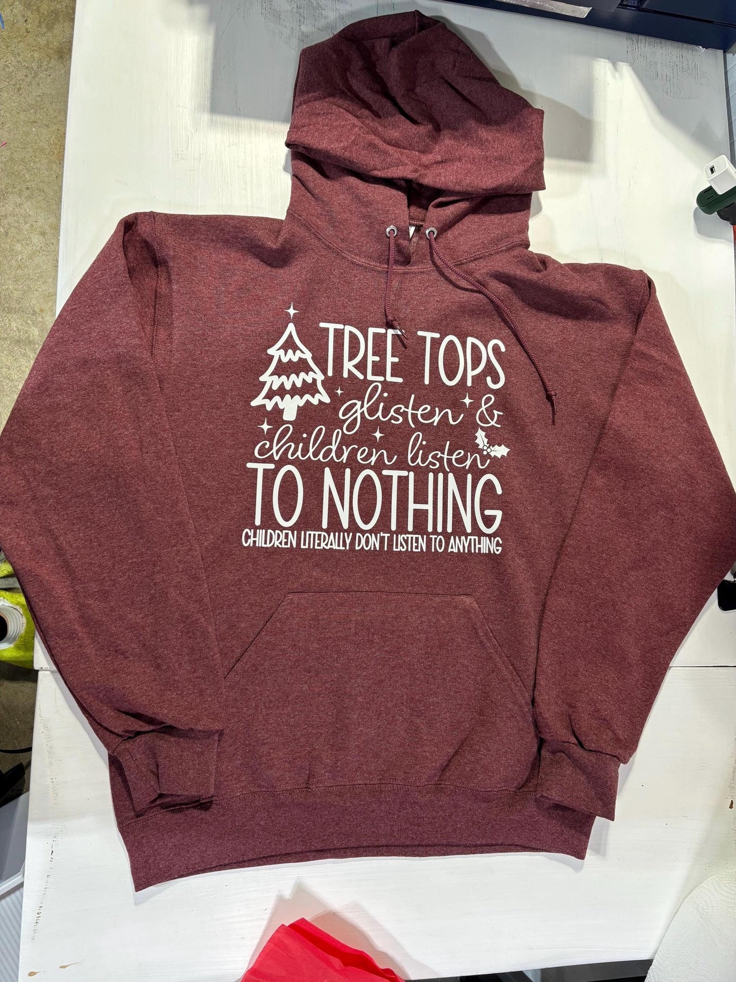 Tree tops glisten and children listen to nothing hoodie