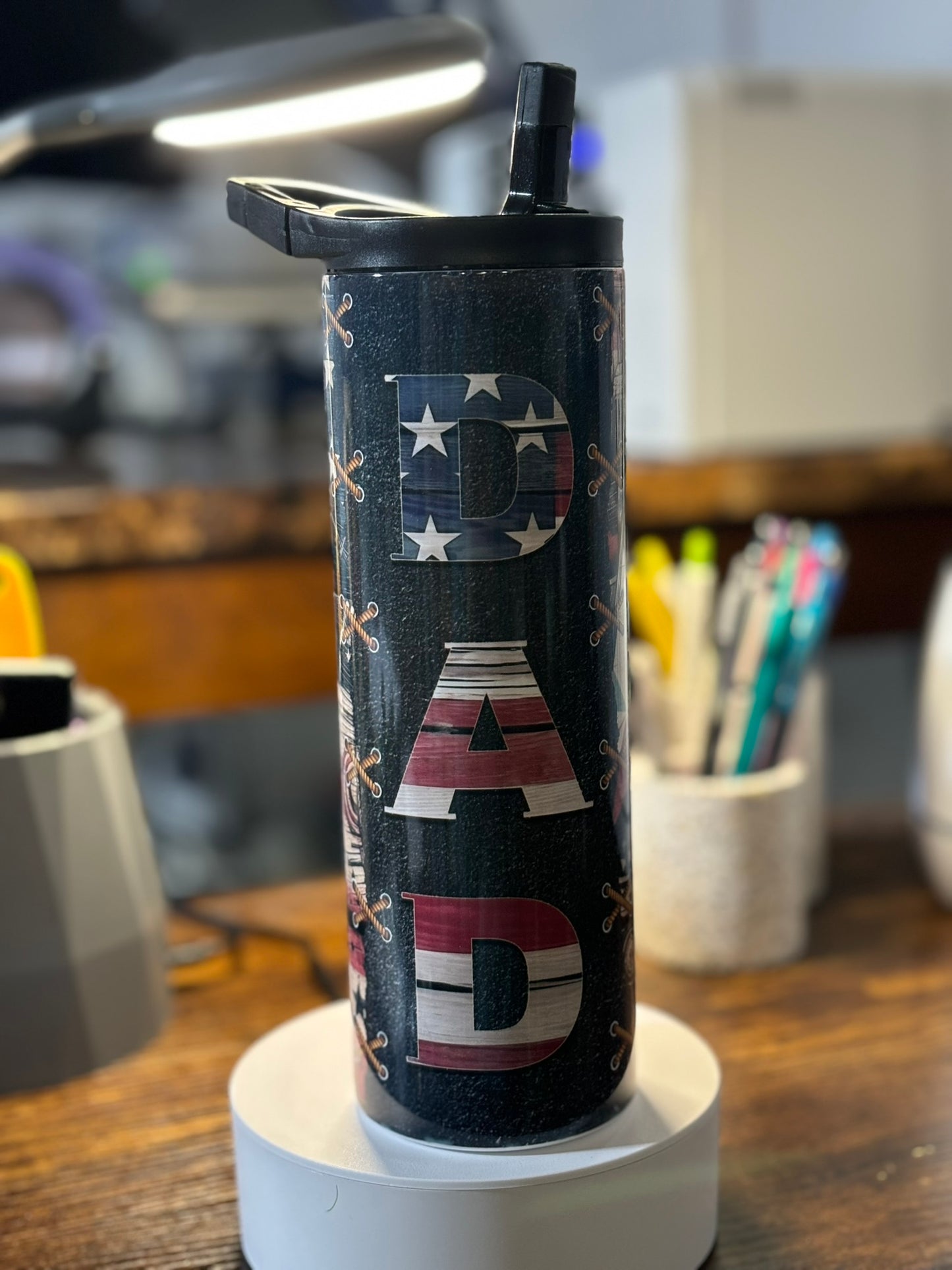 Vintage Dad American Flag 20oz Duo Lid Tumbler