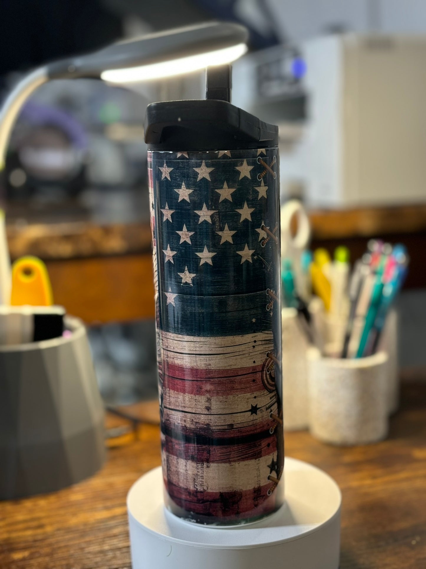 Vintage Dad American Flag 20oz Duo Lid Tumbler