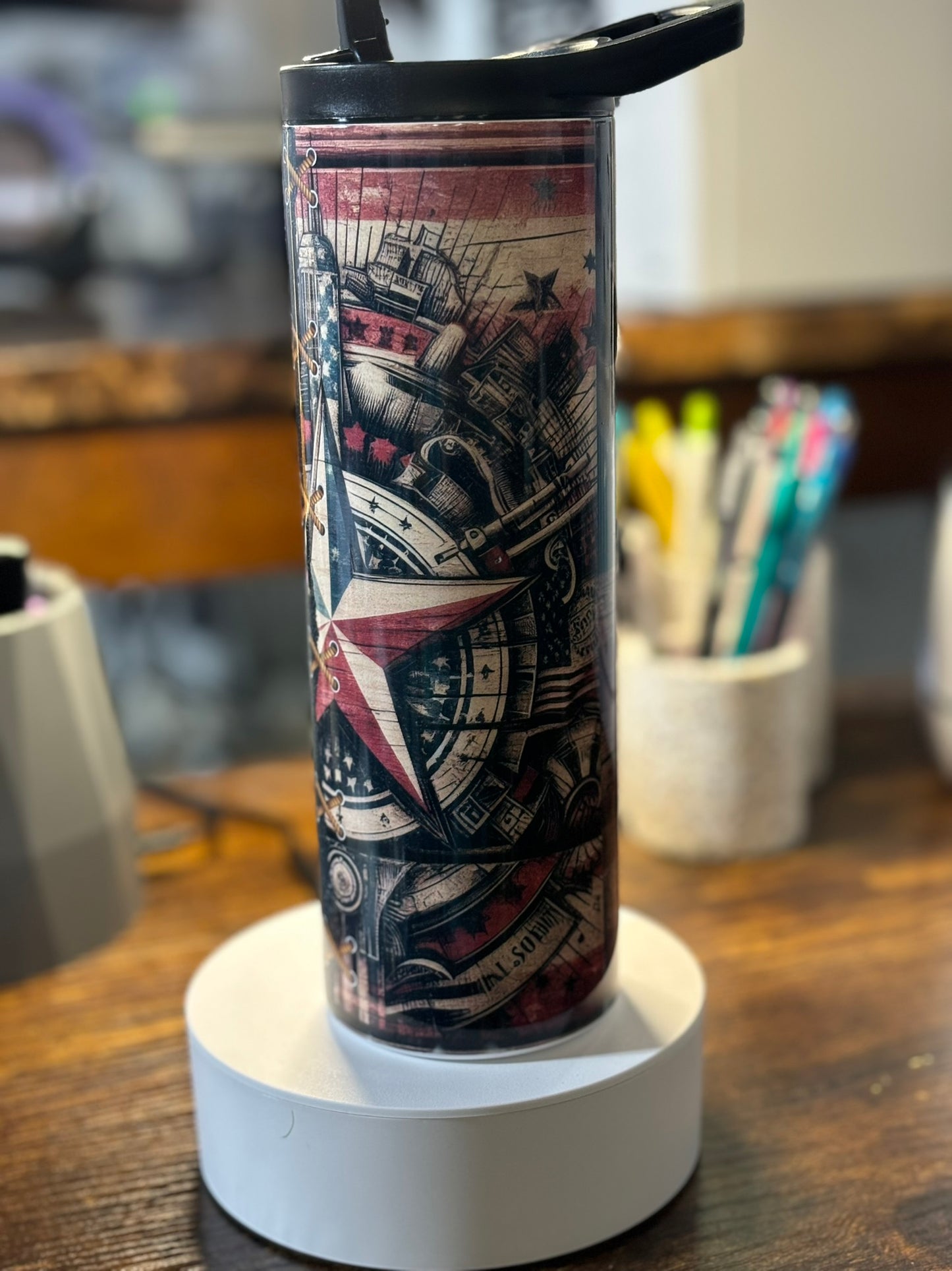 Vintage Dad American Flag 20oz Duo Lid Tumbler
