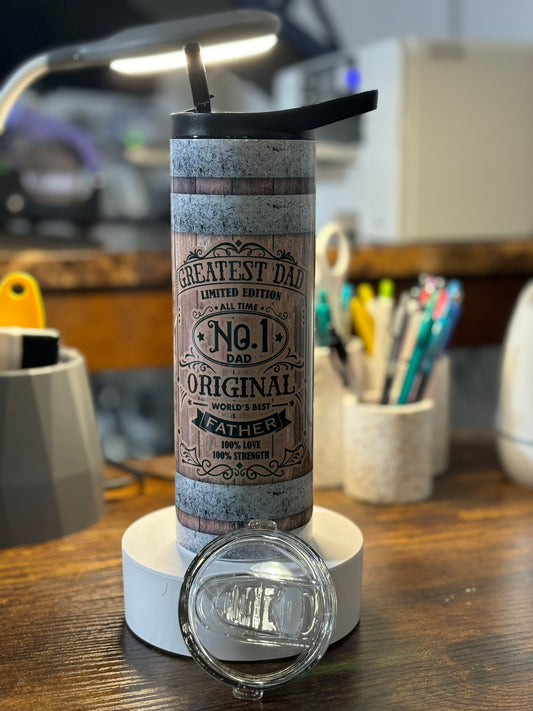 Greatest Dad Ever Barrel 20 oz Duo Lid Tumbler
