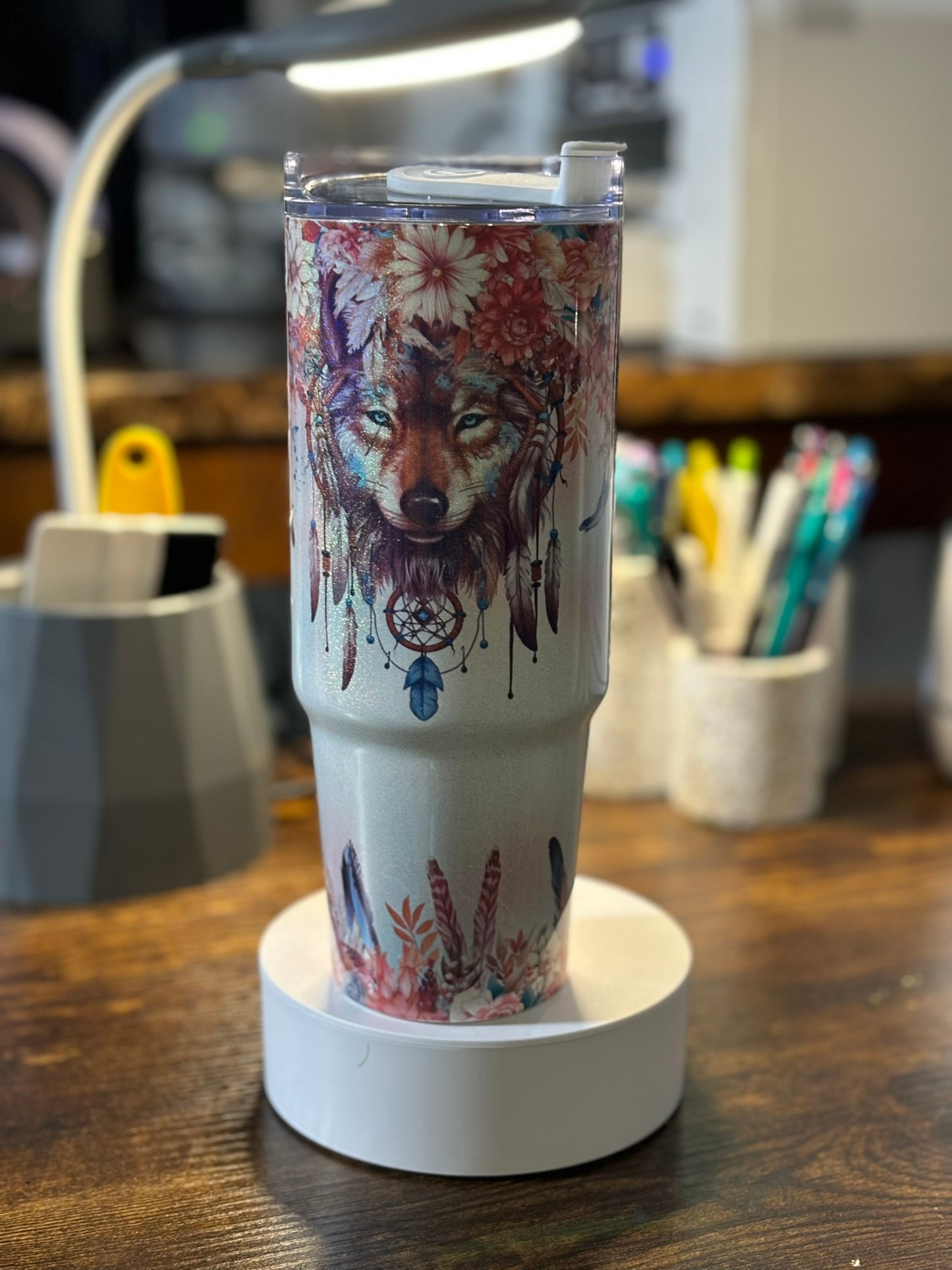 Boho Wolf and Dream catcher 30 oz tumbler