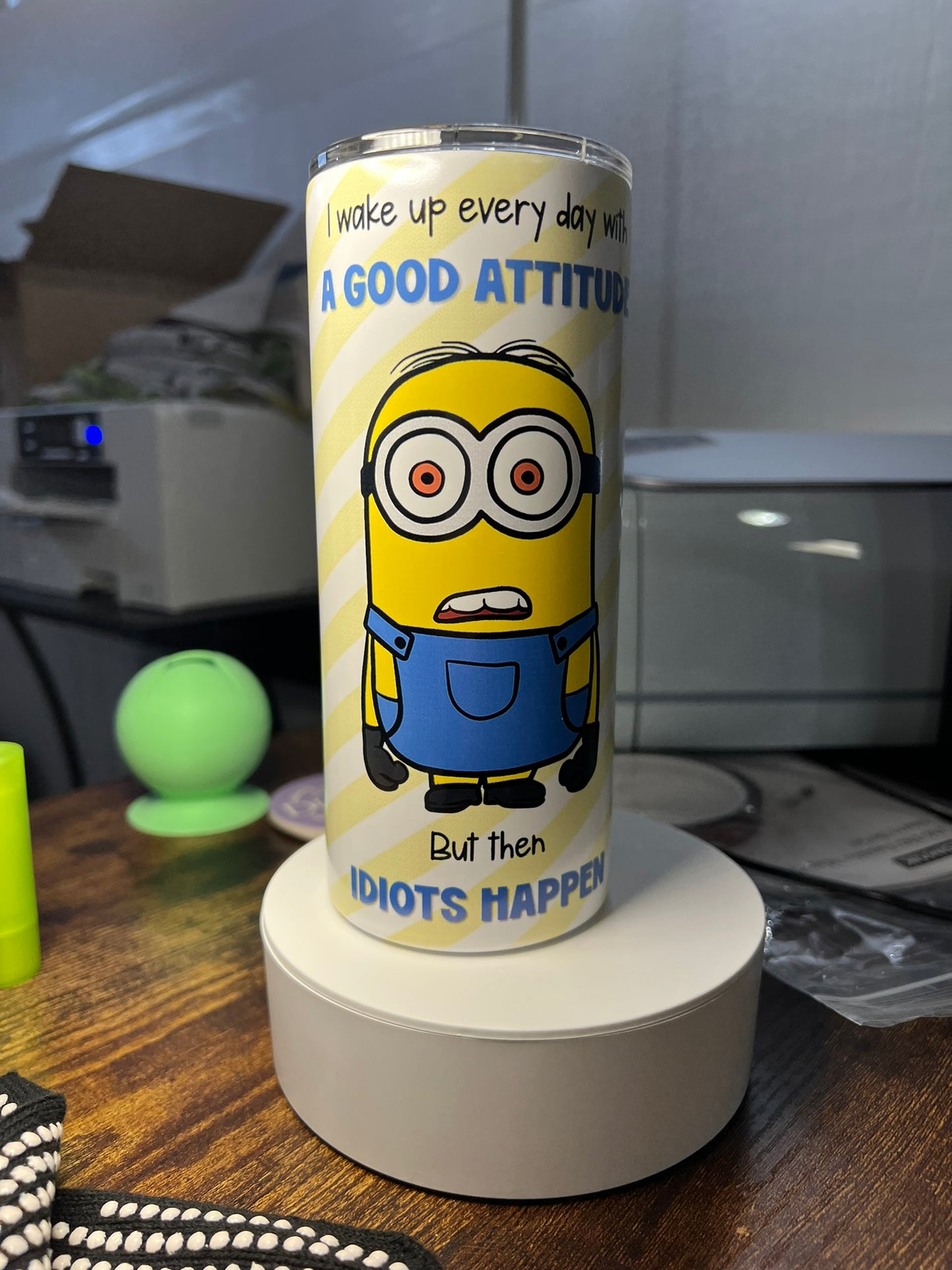 Glow in the Dark 'Idiots Happen' Minion Tumbler