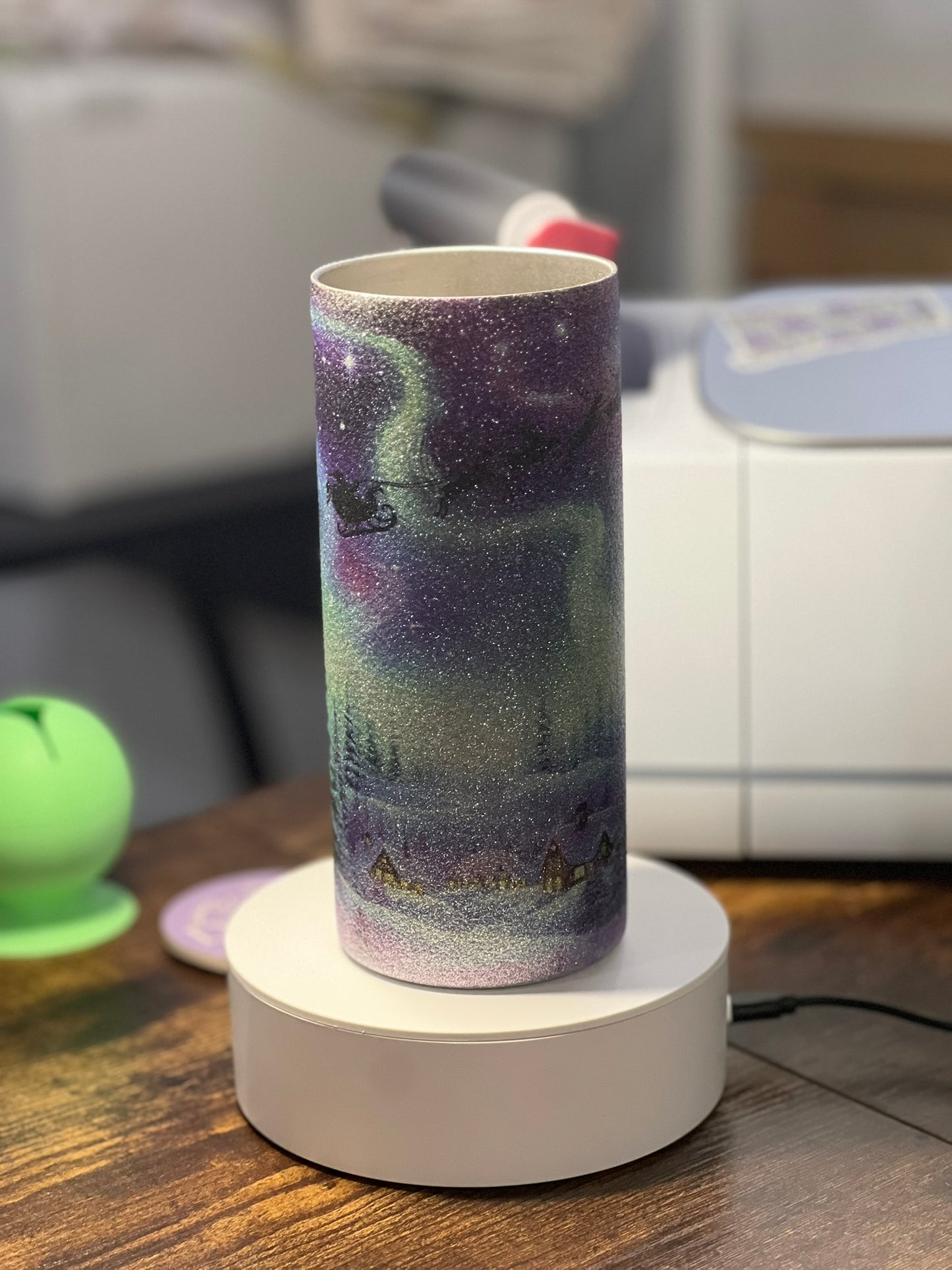 Christmas Night Lights 15 oz Glitter Tumbler