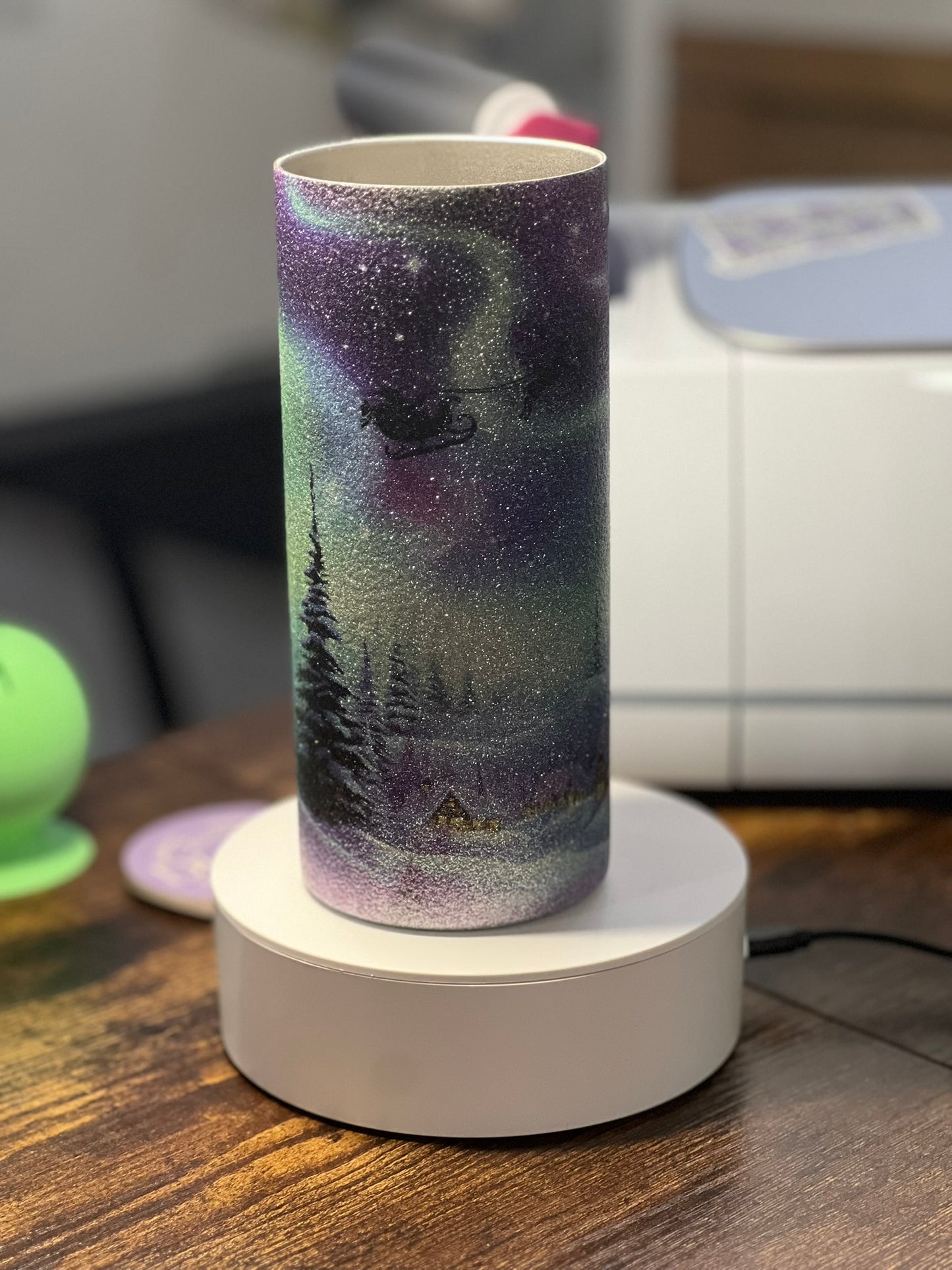 Christmas Night Lights 15 oz Glitter Tumbler