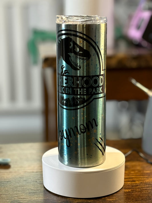 Dinosaur Park boy mama 20oz blue tumbler