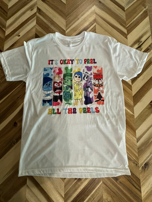 It’s okay to feel all the feels emotions t-shirt