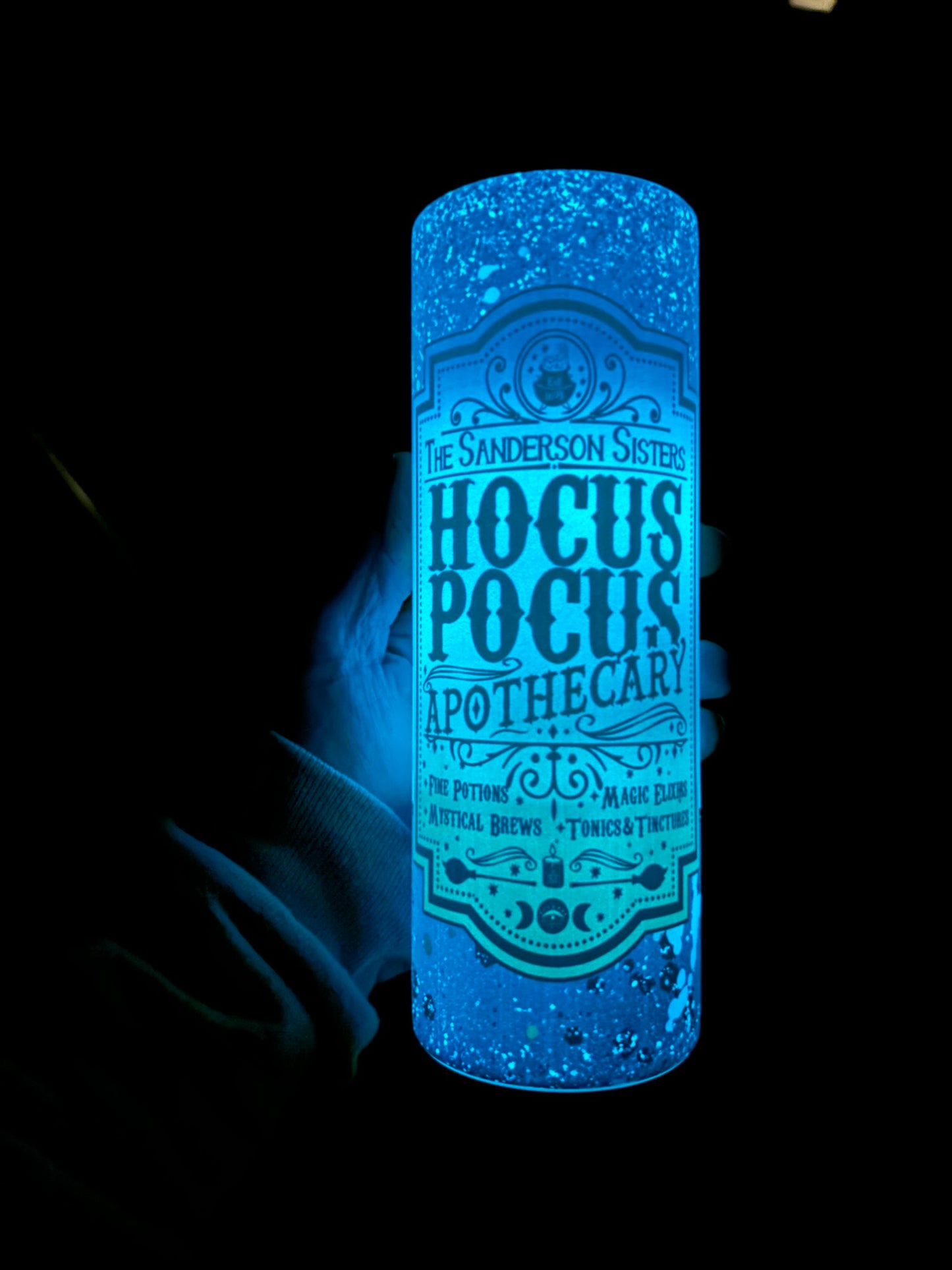 Hocus Pocus Apothecary Glow in the Dark Blue 20 oz Tumbler