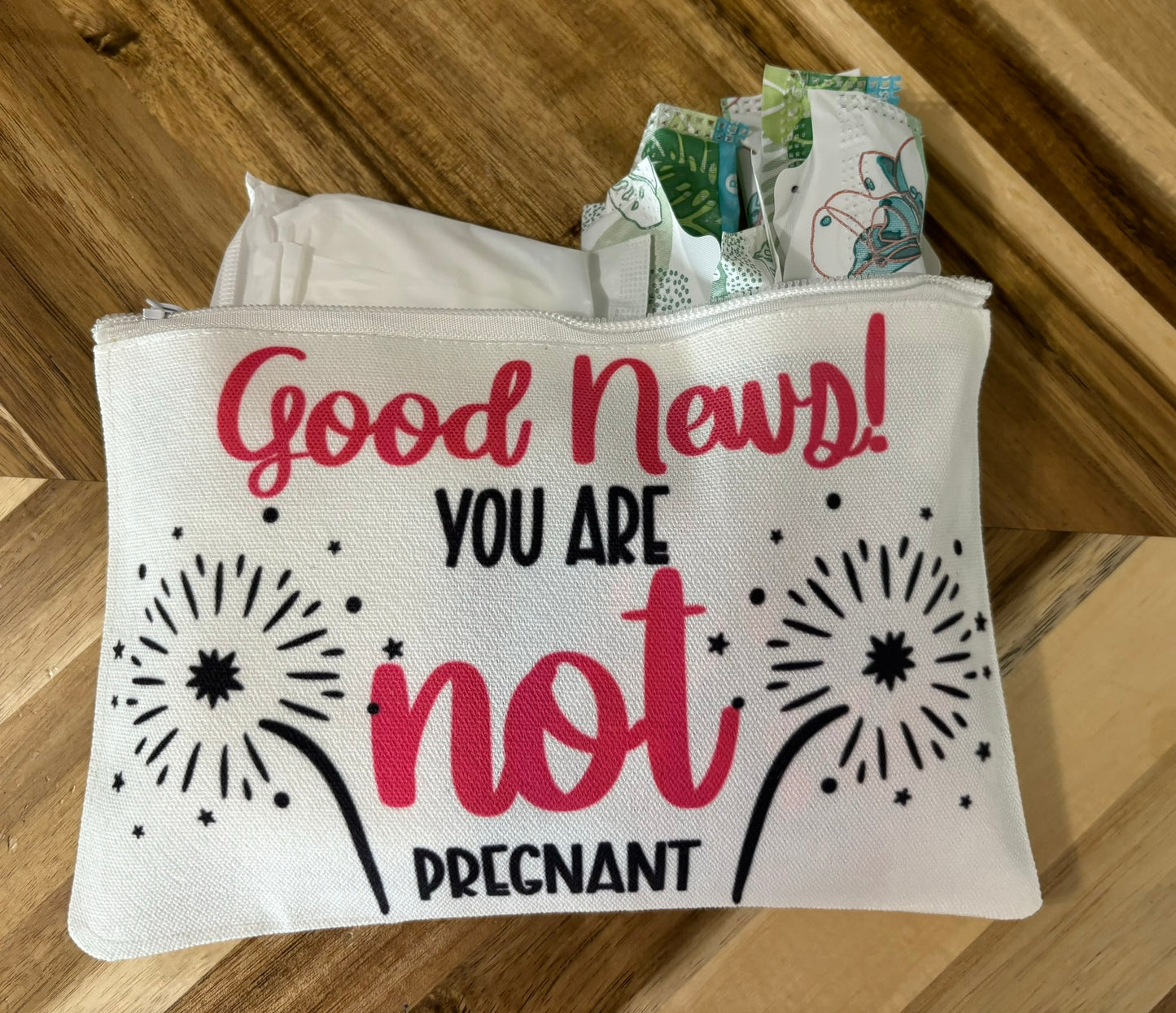Good news! You’re not pregnant zippered pouch