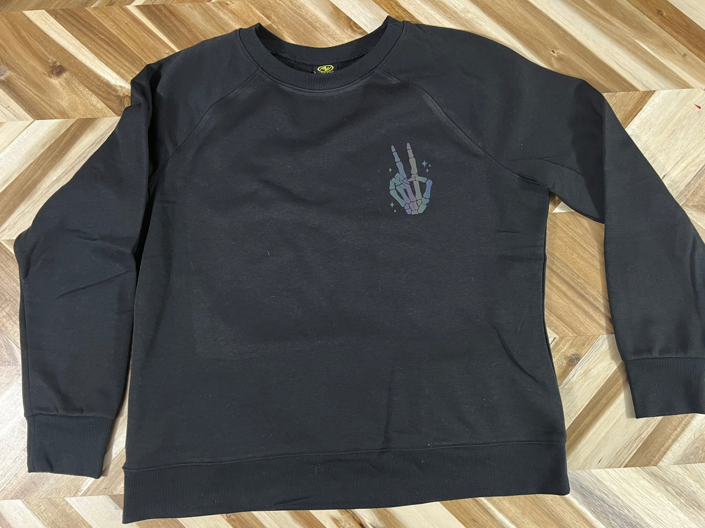 I know your lane sucks, but stay in it Crewneck black hoodie with reflective rainbow vinyl