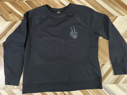 I know your lane sucks, but stay in it Crewneck black hoodie with reflective rainbow vinyl
