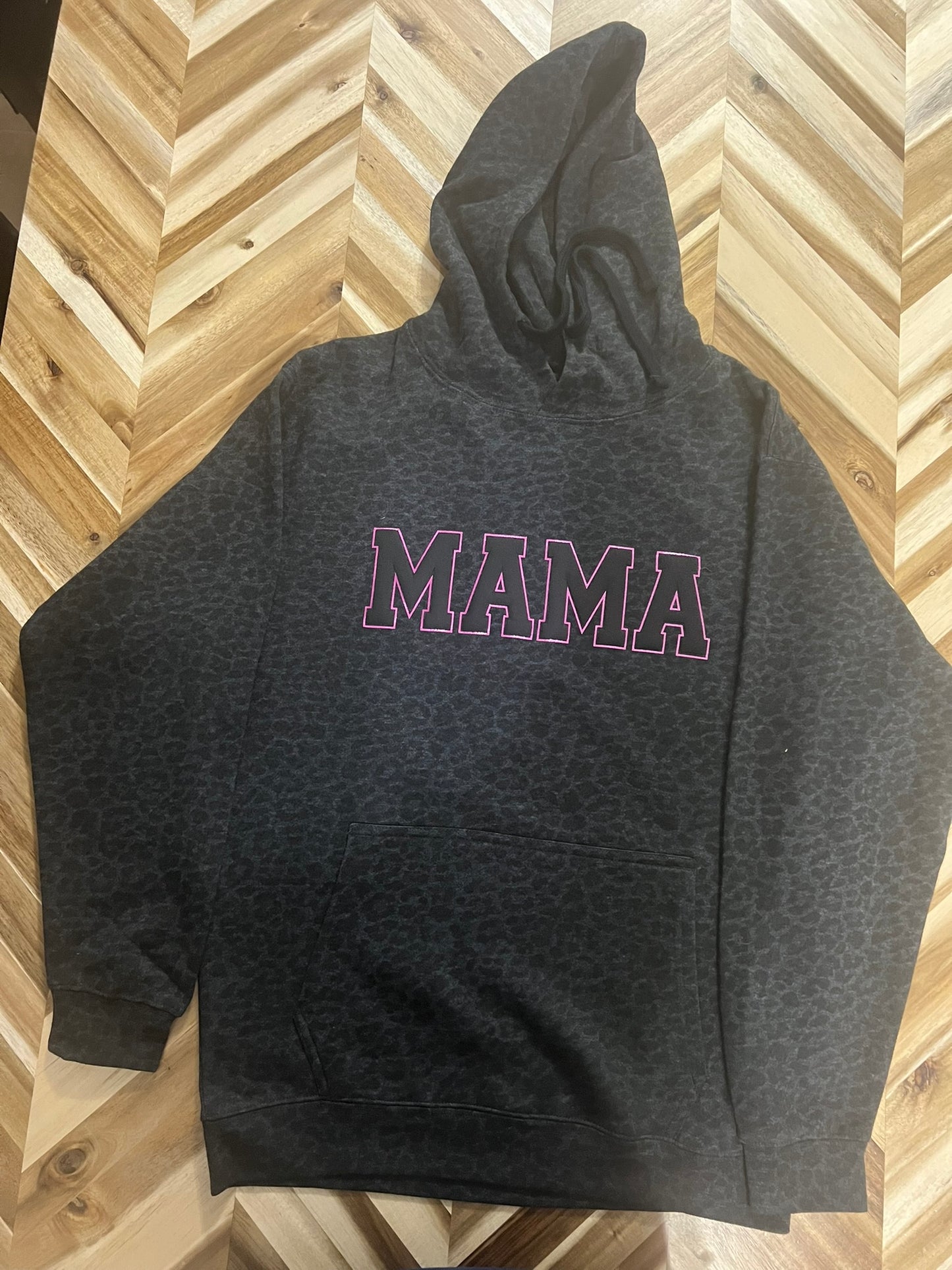 Black leopard print MAMA hoodie