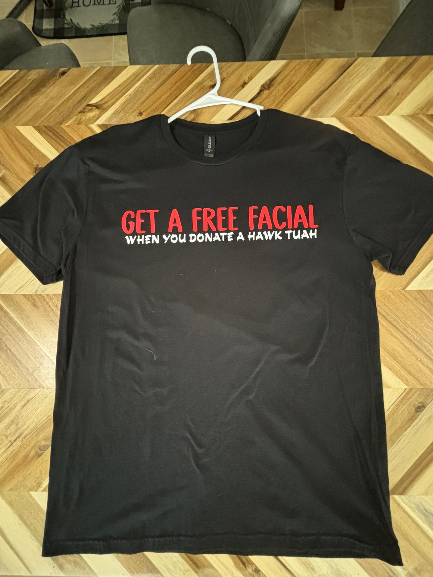 Get a free facial when you donate a hawk tuah t-shirt