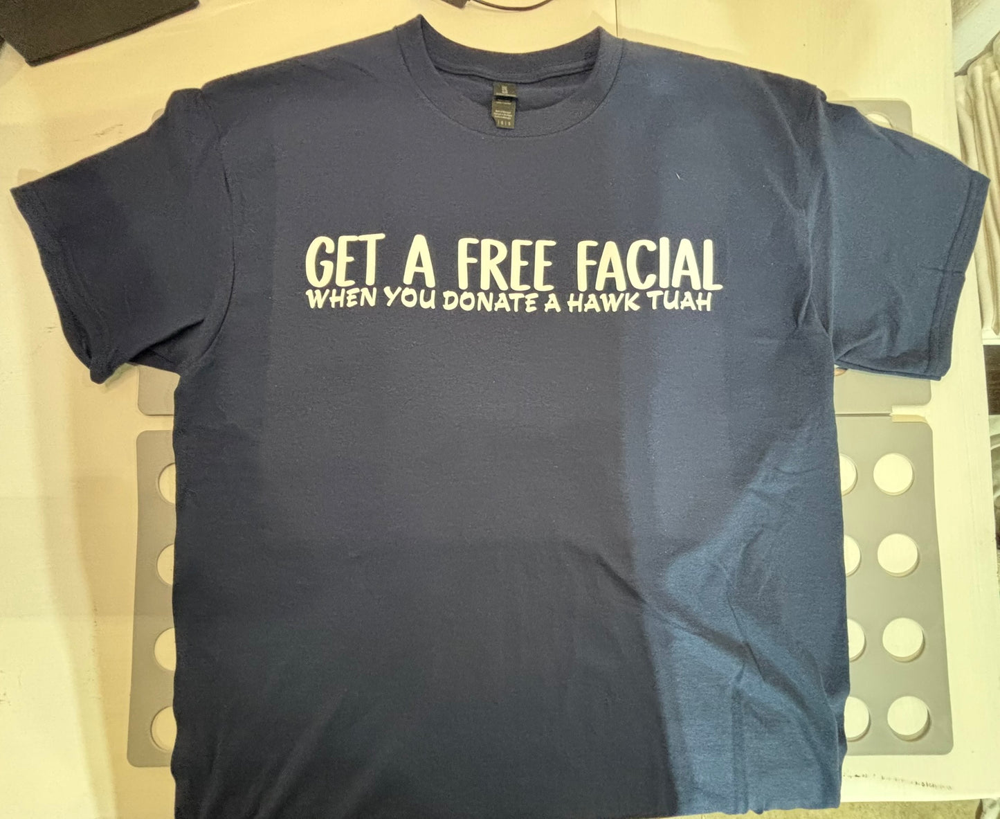 Get a free facial when you donate a hawk tuah t-shirt