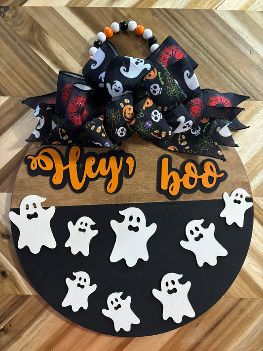 Hey Boo Halloween ghost Door hanger