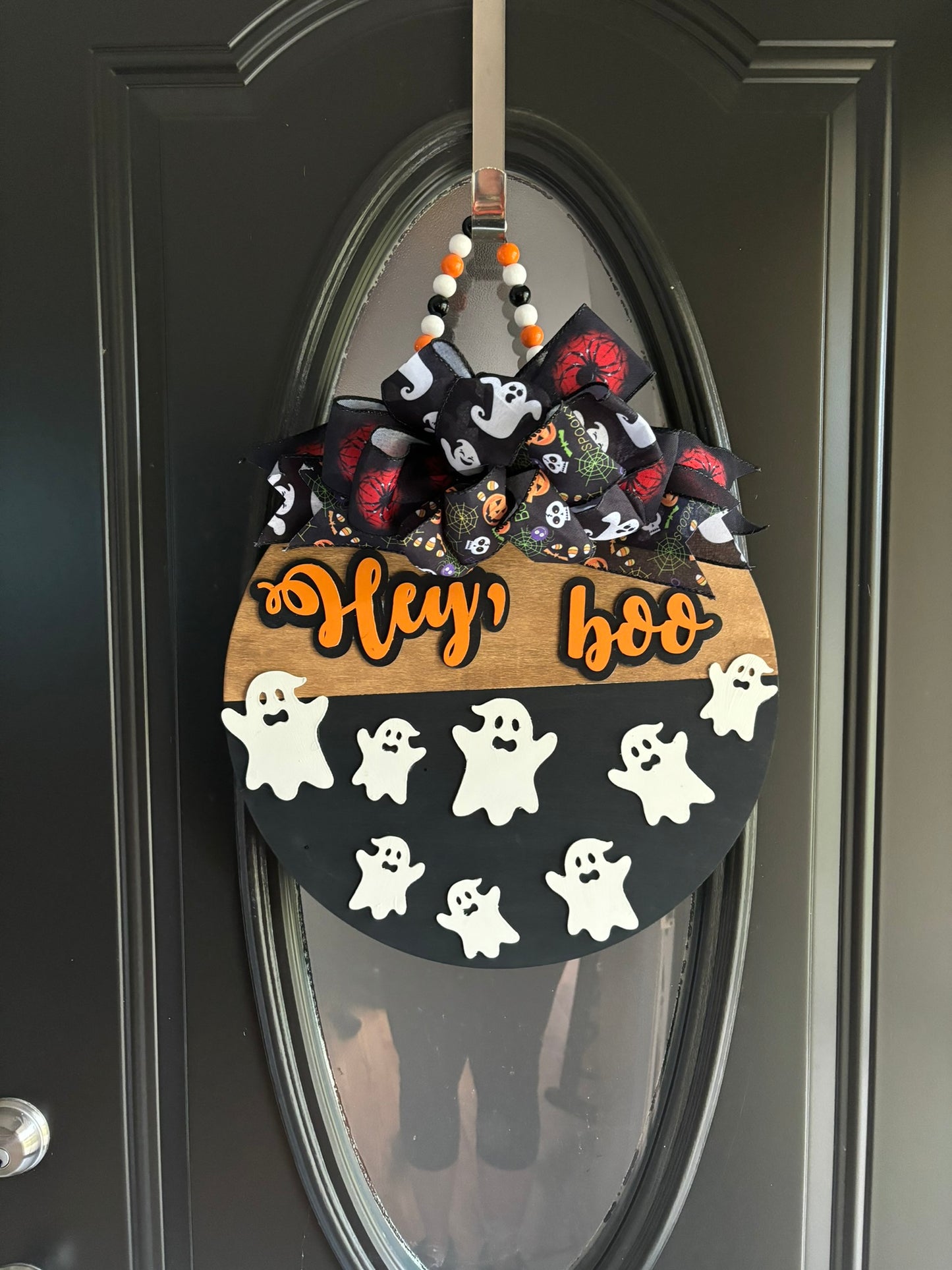 Hey Boo Halloween ghost Door hanger