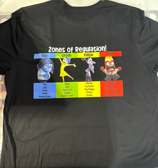 Zones of Regulation emotion characters t-shirt