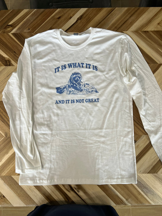 It is what it is, and It is not great raccoon long sleeve shirt