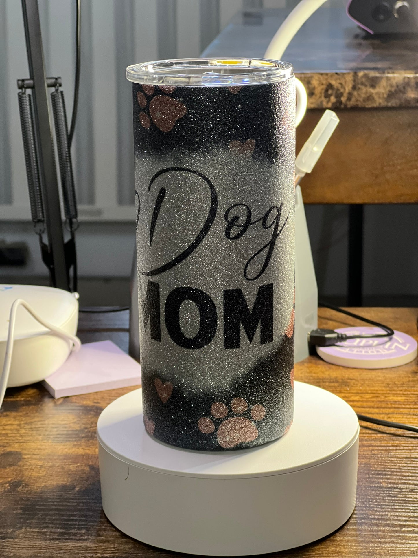 Dog Mom 15oz Glitter Tumbler