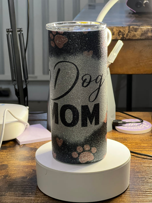 Dog Mom 15oz Glitter Tumbler