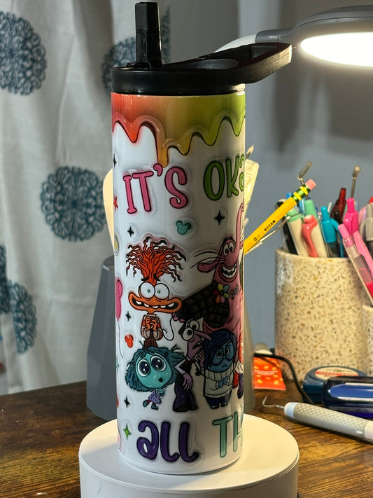 It's Okay to Feel all the Feels Emotion Characters 20 oz Duo Lid Tumbler