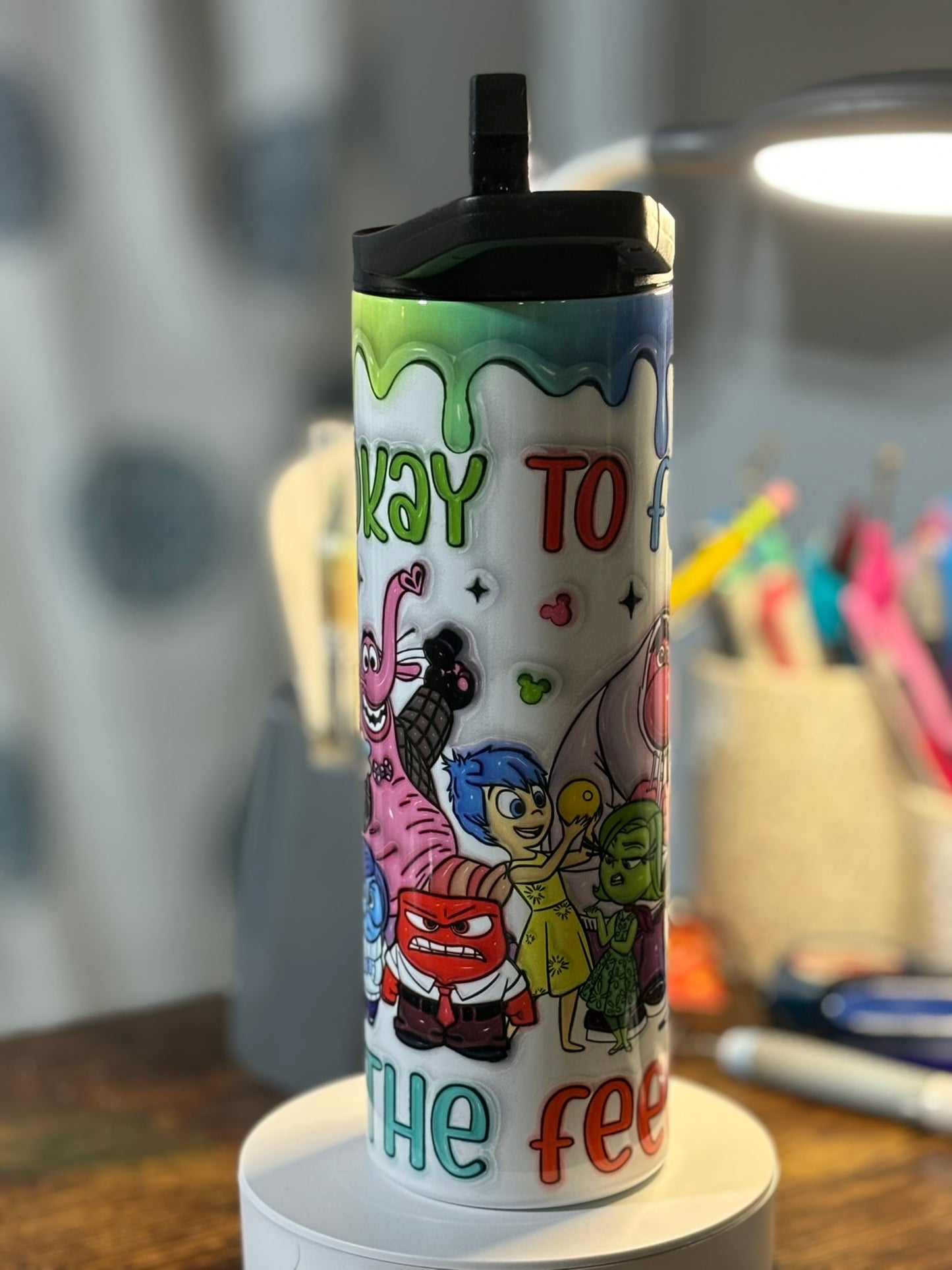 It's Okay to Feel all the Feels Emotion Characters 20 oz Duo Lid Tumbler
