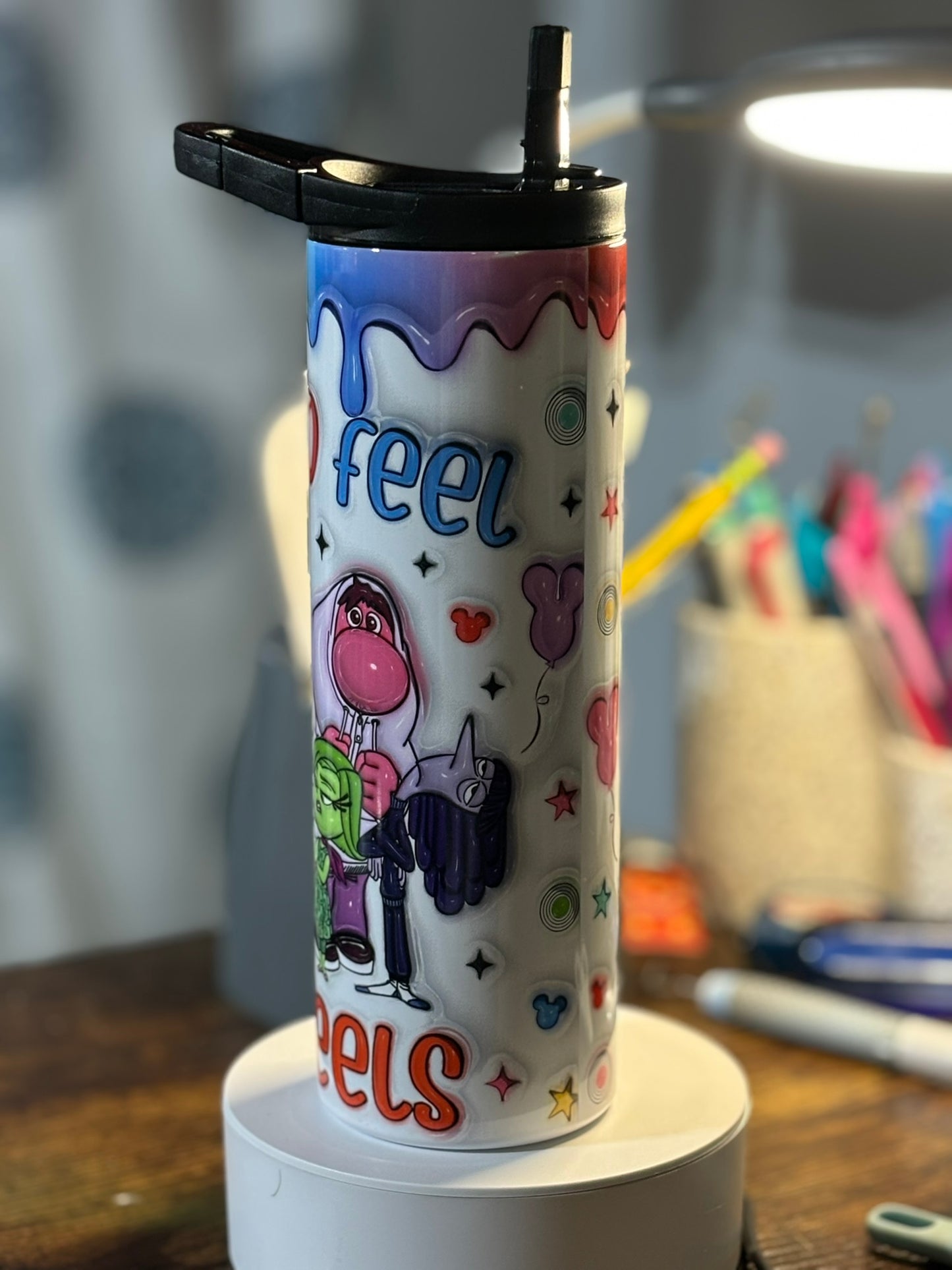 It's Okay to Feel all the Feels Emotion Characters 20 oz Duo Lid Tumbler