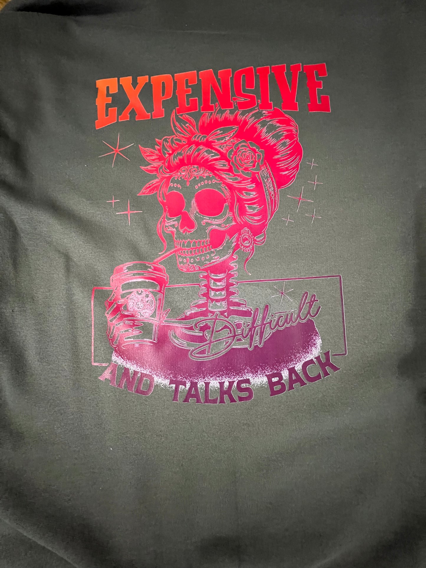 Expensive, Difficult, and Talks Back Crew neck skeleton sweatshirt