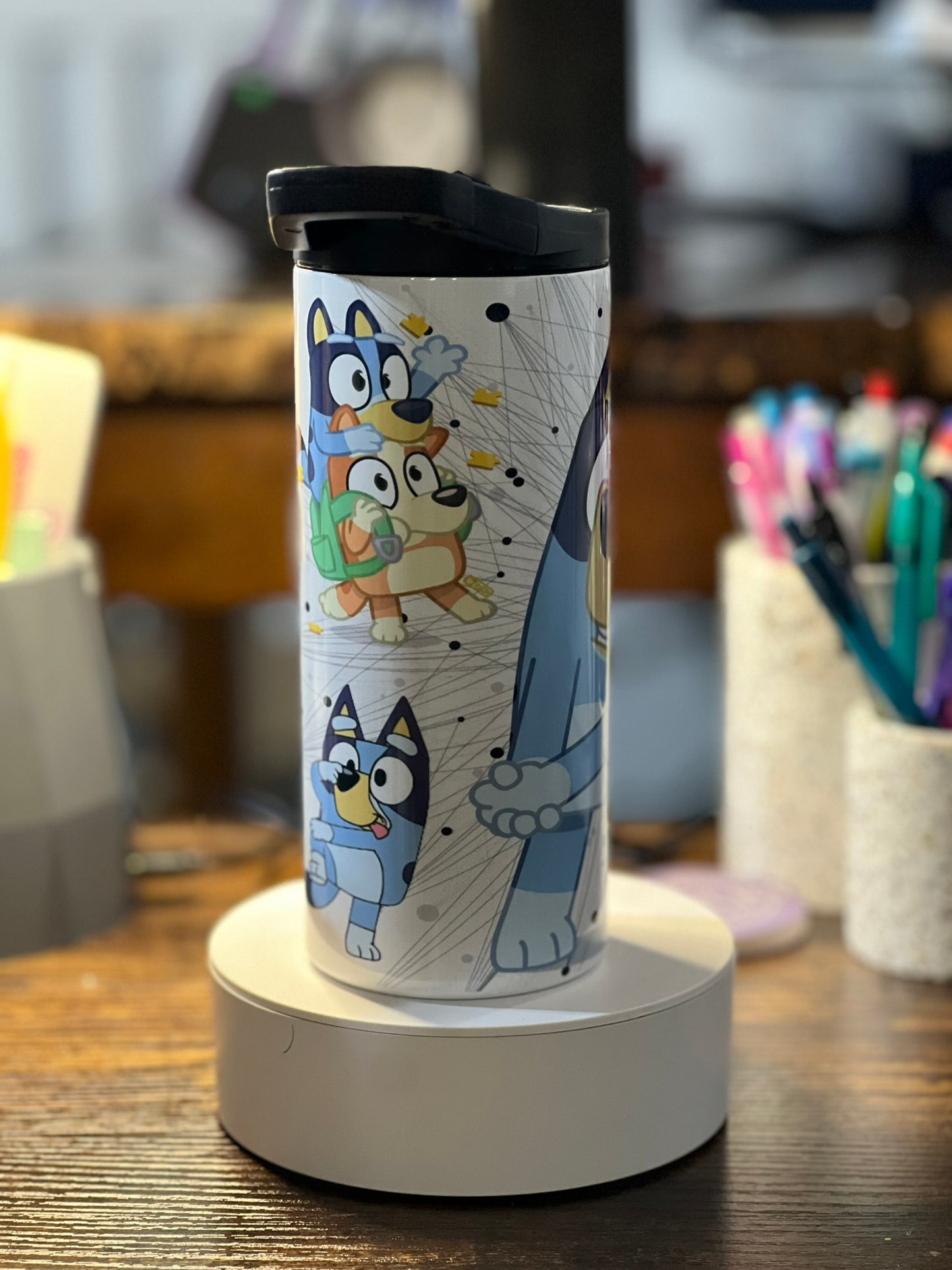 Blue Cartoon Dog 15oz duo lid tumbler