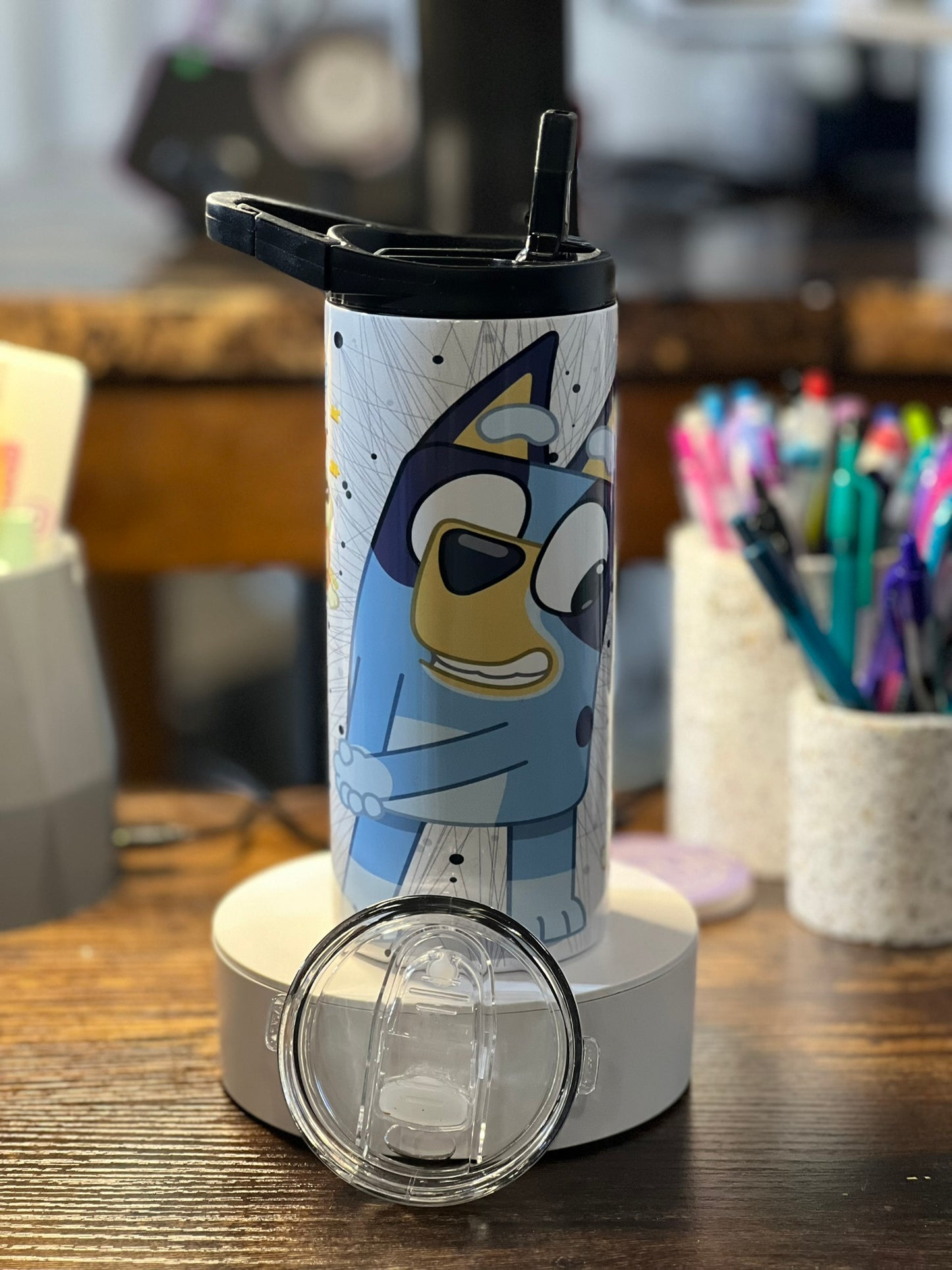 Blue Cartoon Dog 15oz duo lid tumbler