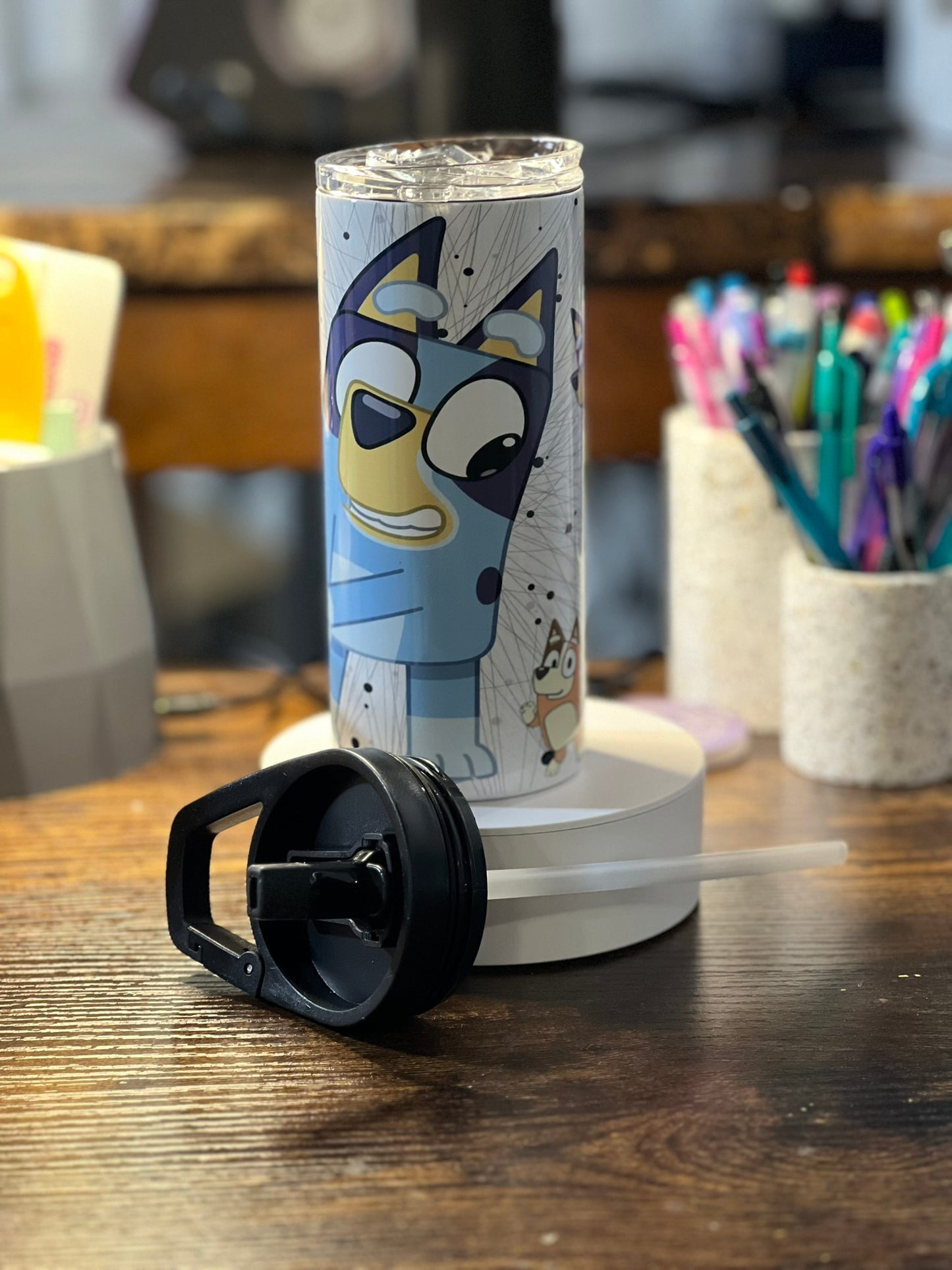 Blue Cartoon Dog 15oz duo lid tumbler