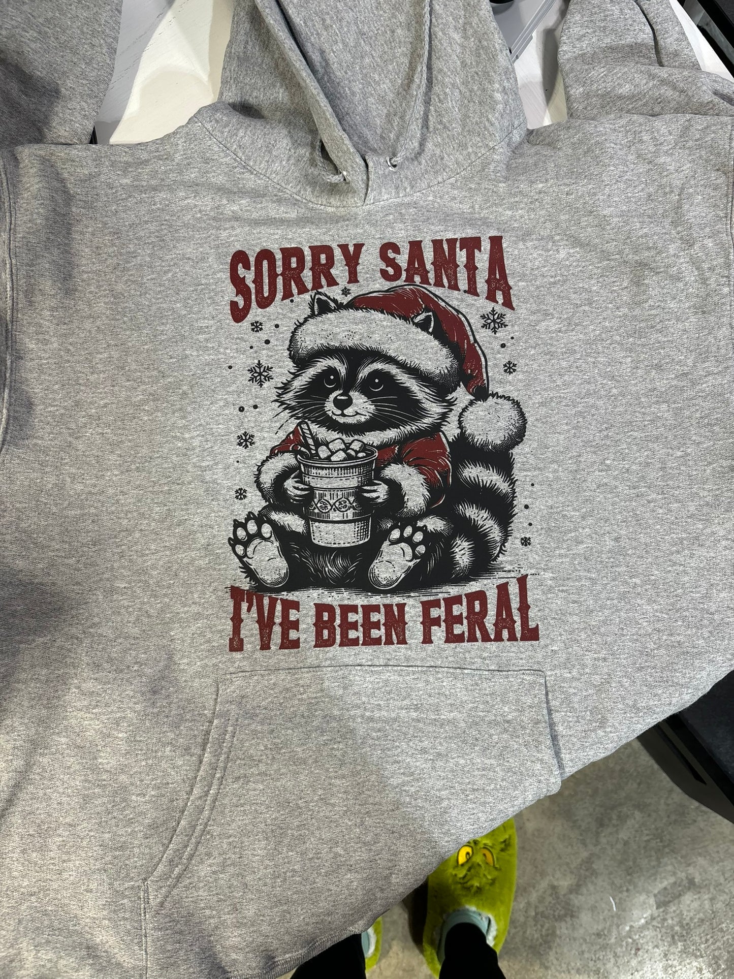 Sorry Santa I've Been Feral Raccoon Hoodie