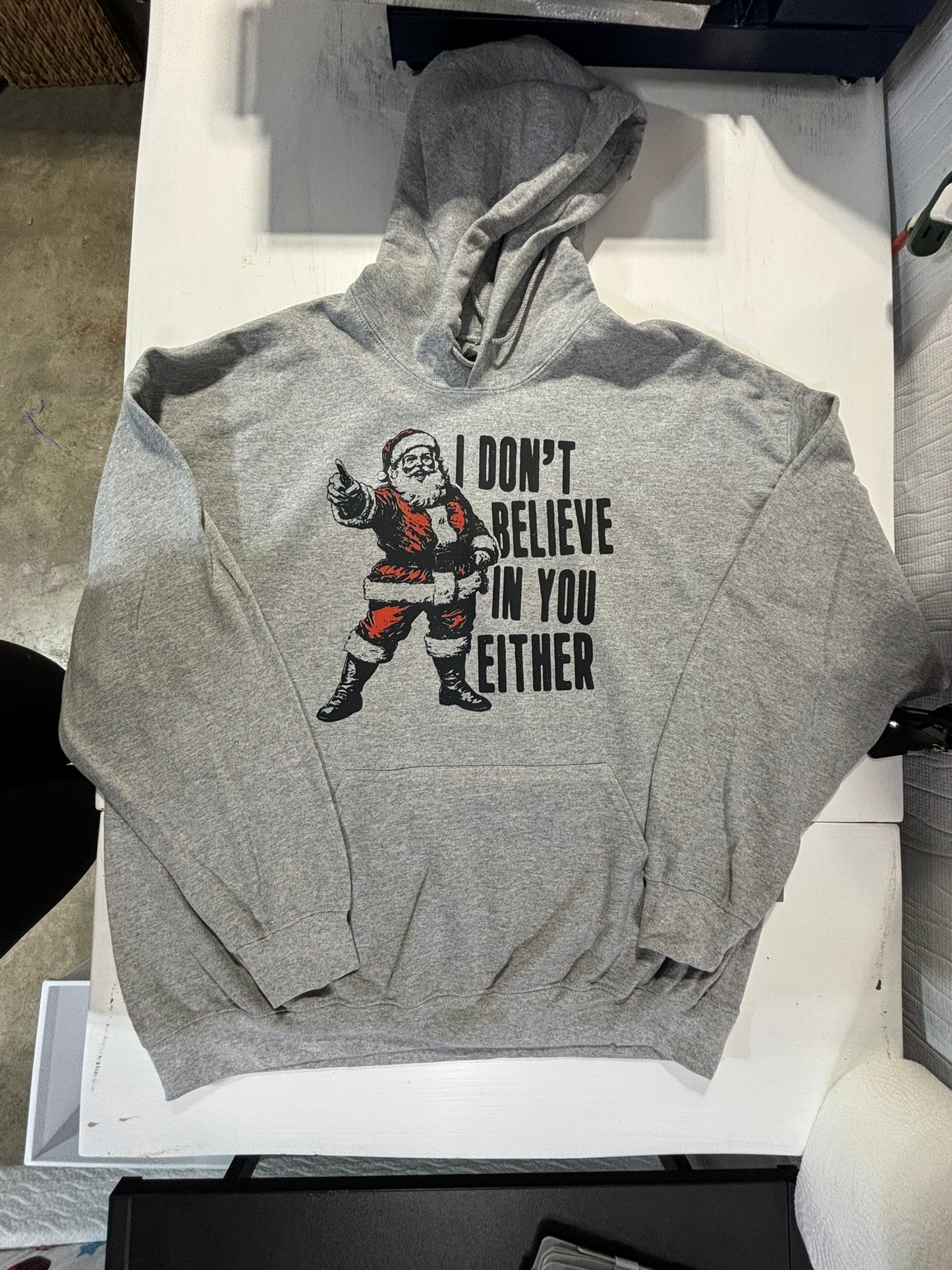 I don't believe in you either Santa hoodie