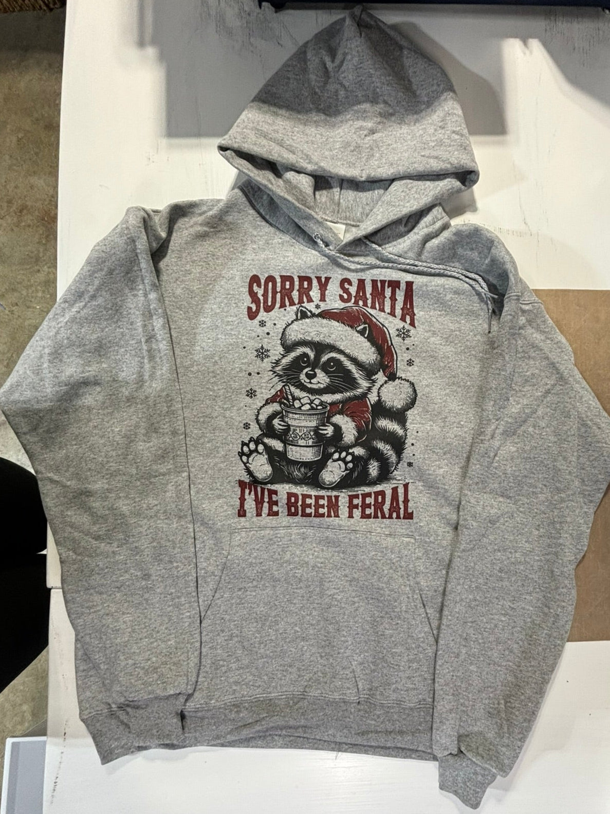 Sorry Santa I've Been Feral Raccoon Hoodie