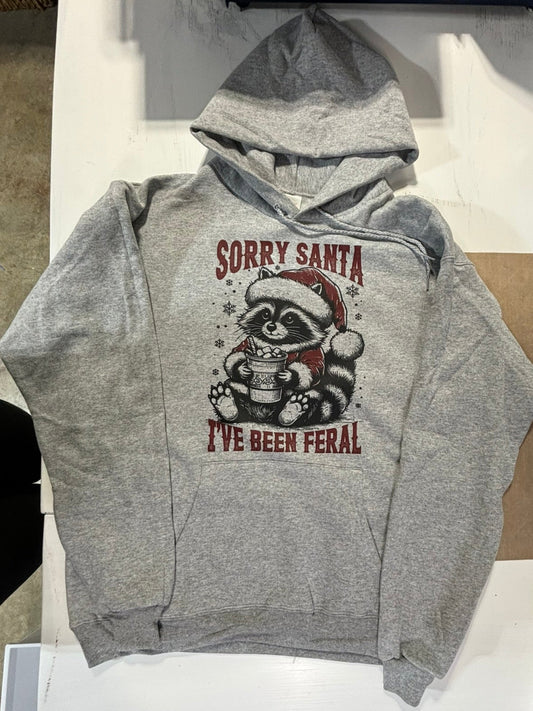 Sorry Santa I've Been Feral Raccoon Hoodie