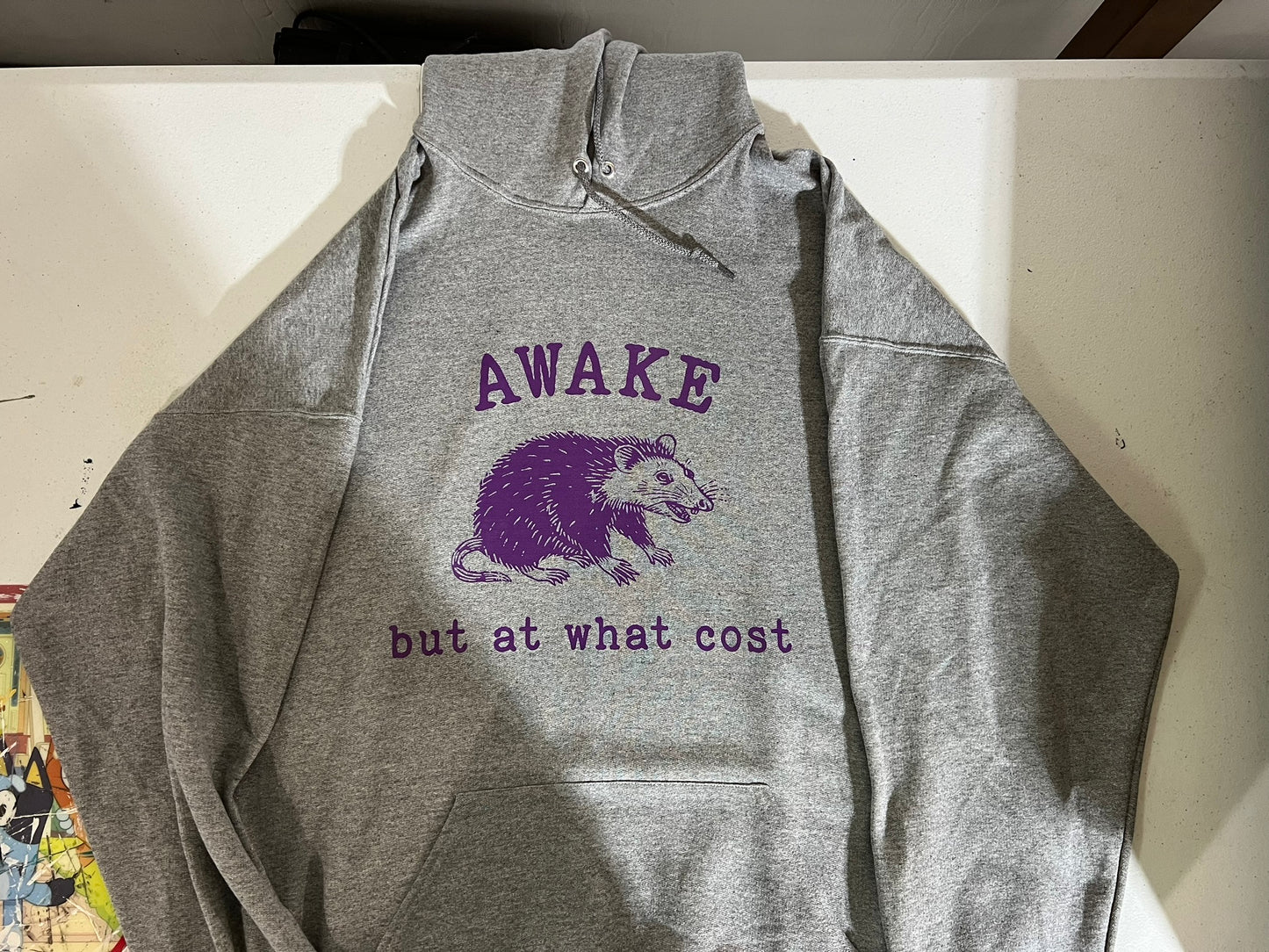 Awake but at what cost opossum hoodie