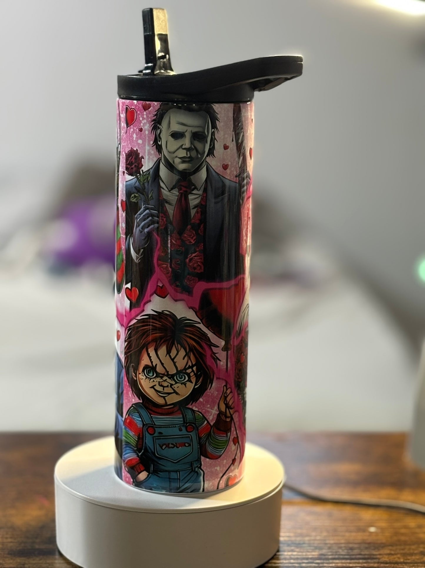 Valentines Horror Movie Characters 20 oz Duo Lid Tumbler