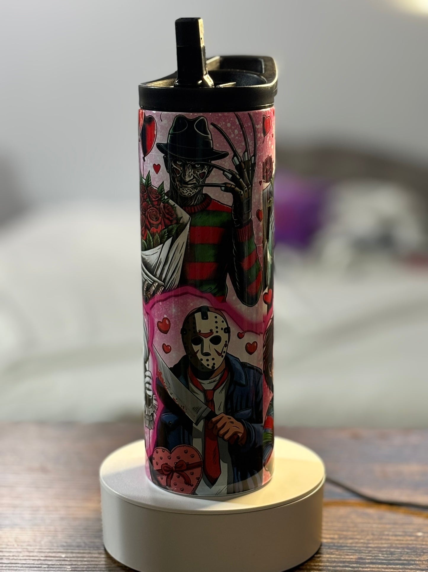 Valentines Horror Movie Characters 20 oz Duo Lid Tumbler