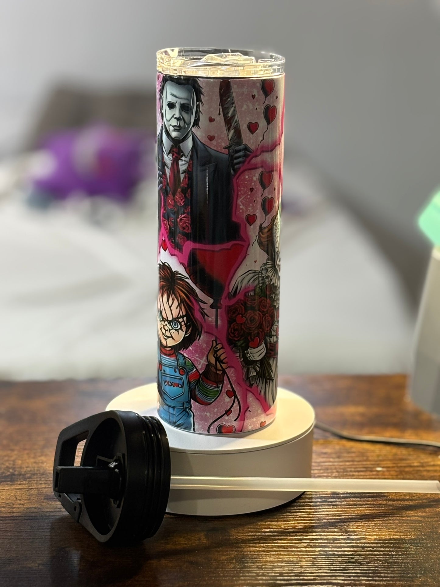 Valentines Horror Movie Characters 20 oz Duo Lid Tumbler