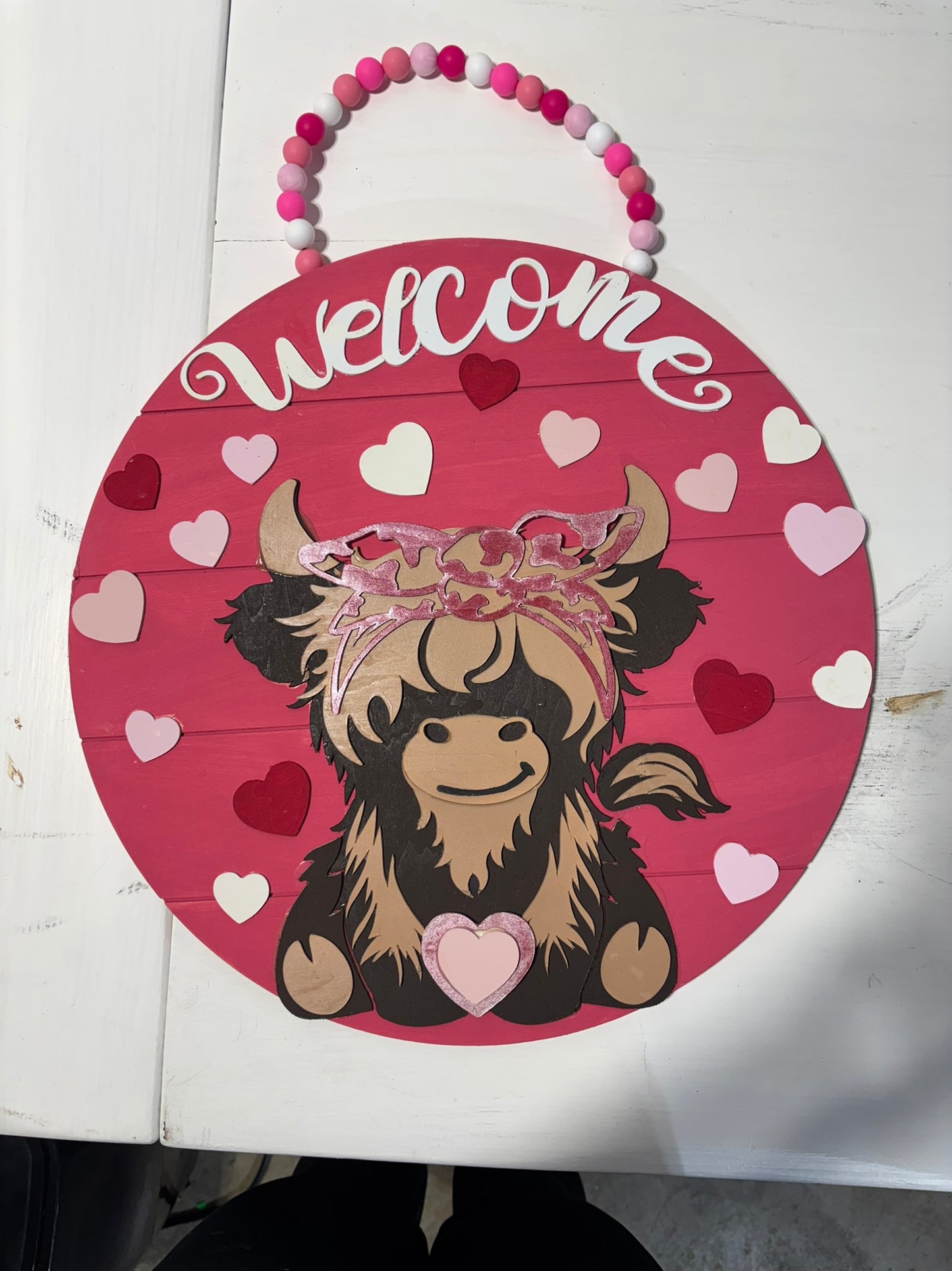 Highland Cow Valentine’s Day Door hanger
