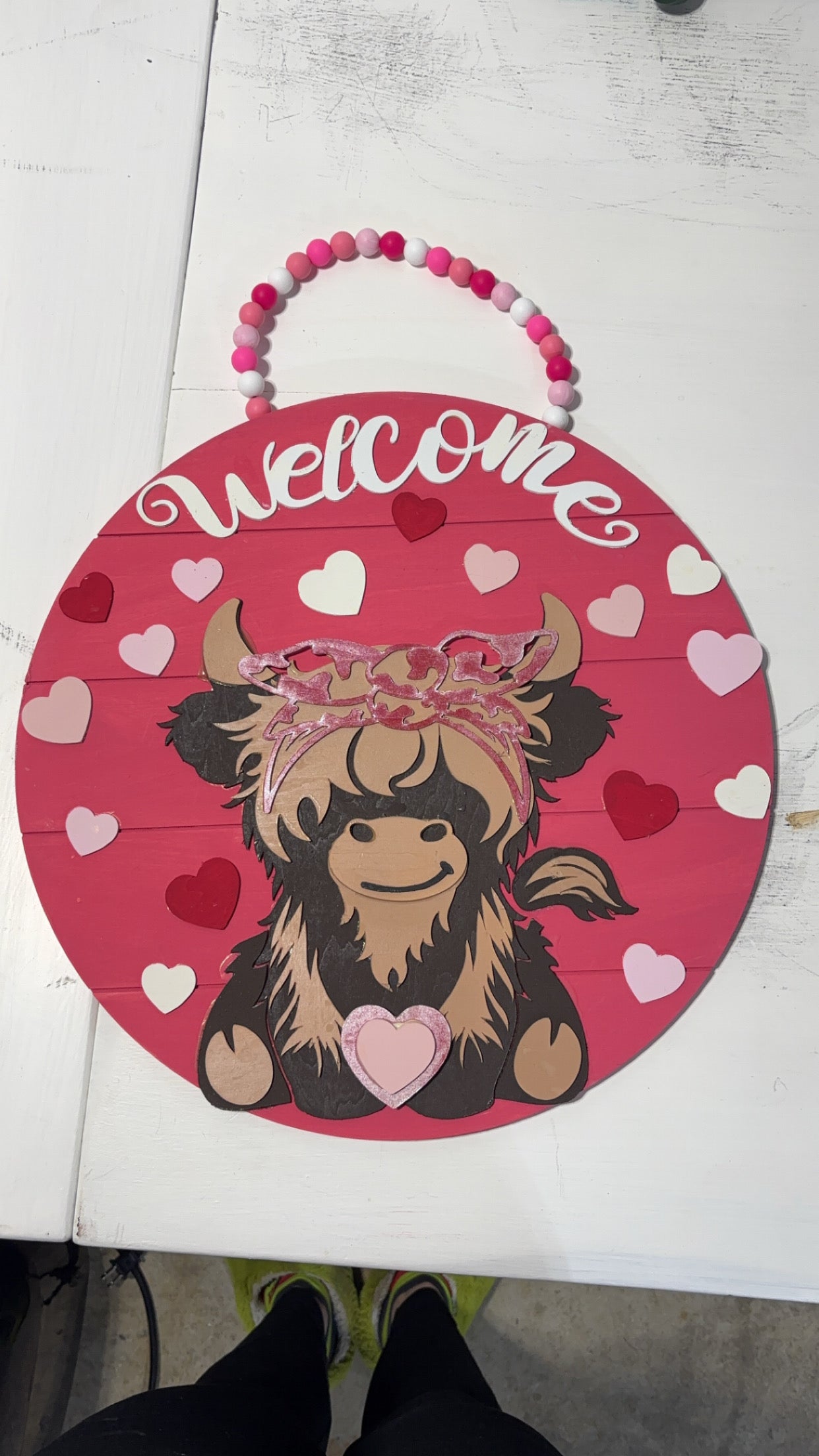 Highland Cow Valentine’s Day Door hanger