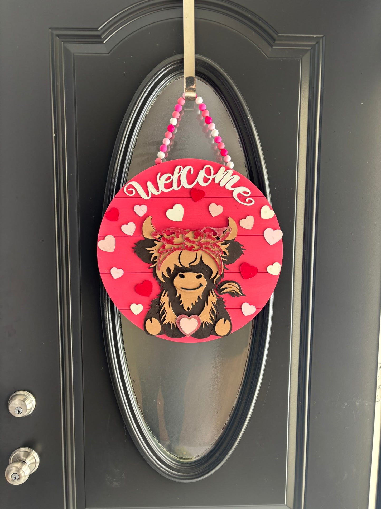 Highland Cow Valentine’s Day Door hanger