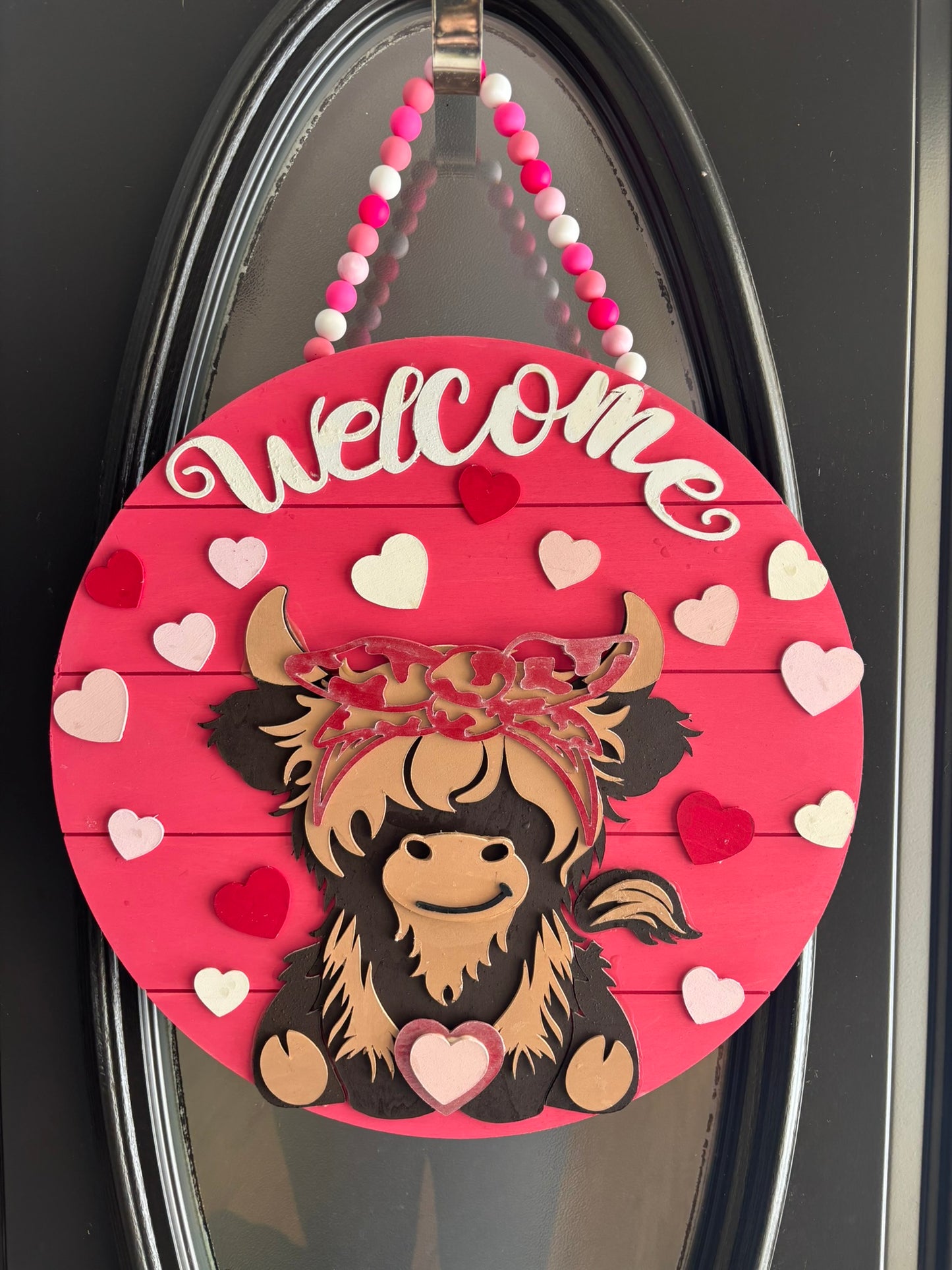 Highland Cow Valentine’s Day Door hanger
